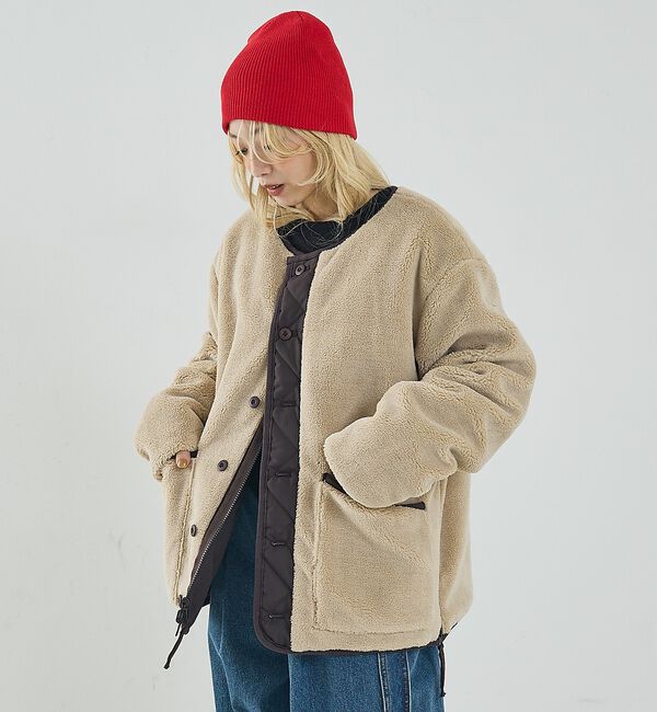 NOMINE「【TAION】ミリタリー リバーシブル クルーネック ダウンジャケット / ブル」|ダウン|