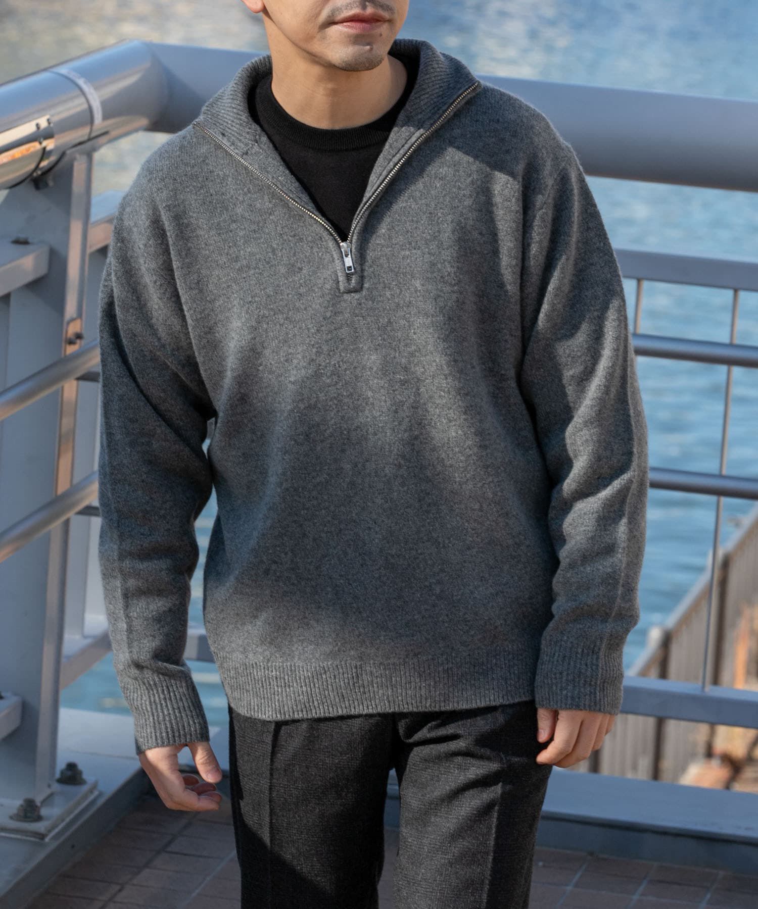 URBAN RESEARCH ROSSO「『XLサイズあり』ハミルトンラムズウールハーフジップニット」|ニット・セーター|