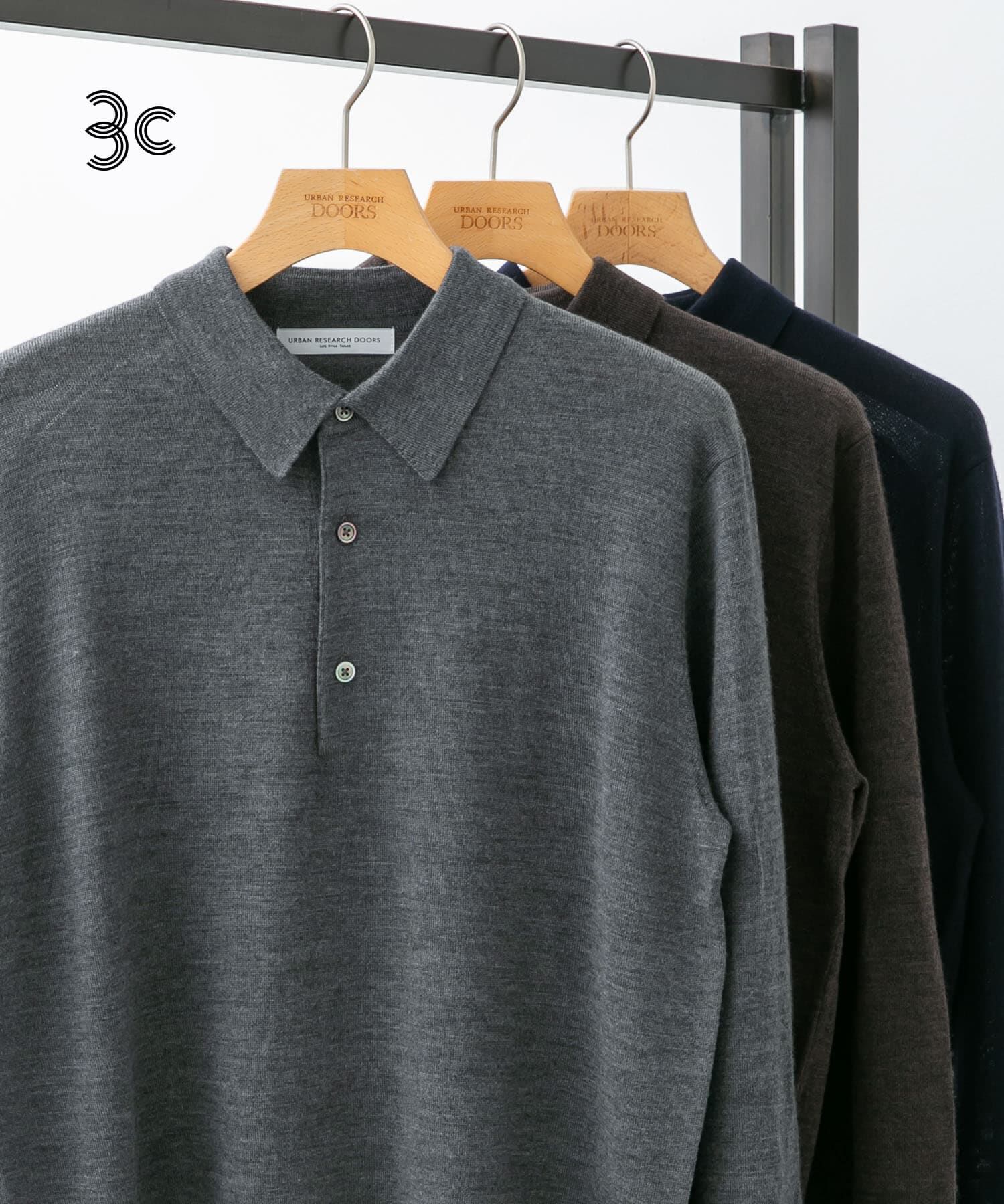 URBAN RESEARCH DOORS「LIFE STYLE TAILOR　マシンウォッシャブルハイゲージニットポロ」|シャツ・ブラウス|グレー系その他