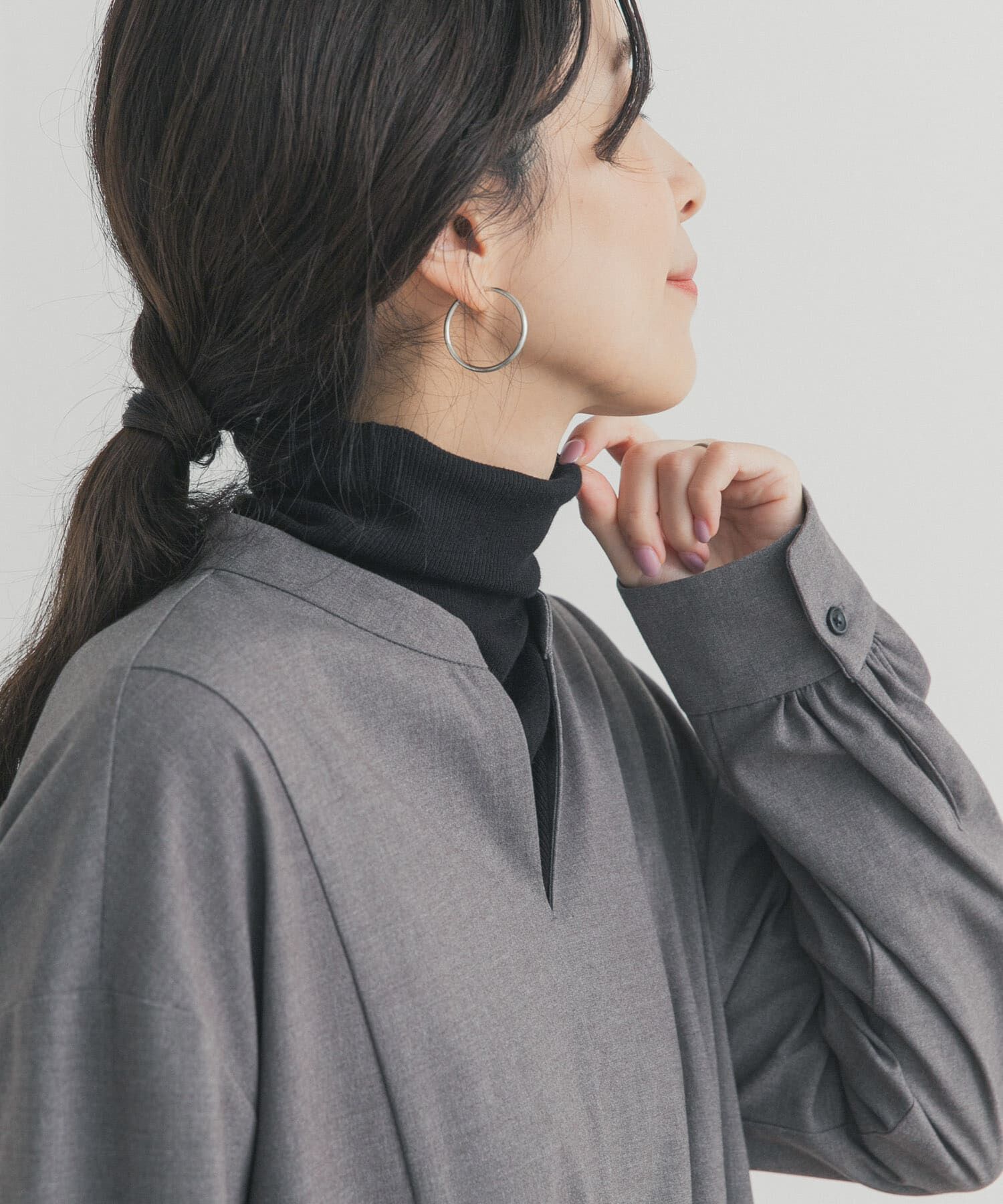 URBAN RESEARCH DOORS「ソフトテレコタートルプルオーバー」|Tシャツ・カットソー|ブラック