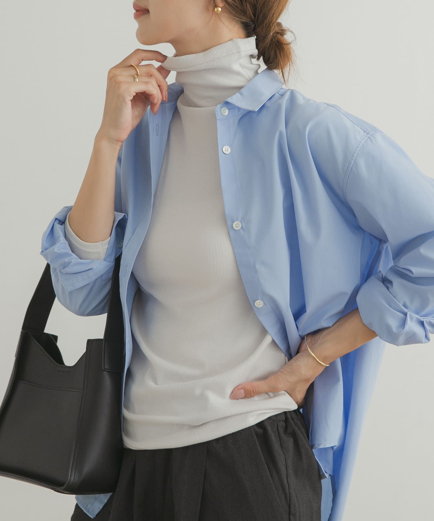 URBAN RESEARCH DOORS「ソフトテレコタートルプルオーバー」|Tシャツ・カットソー|ライトグレー