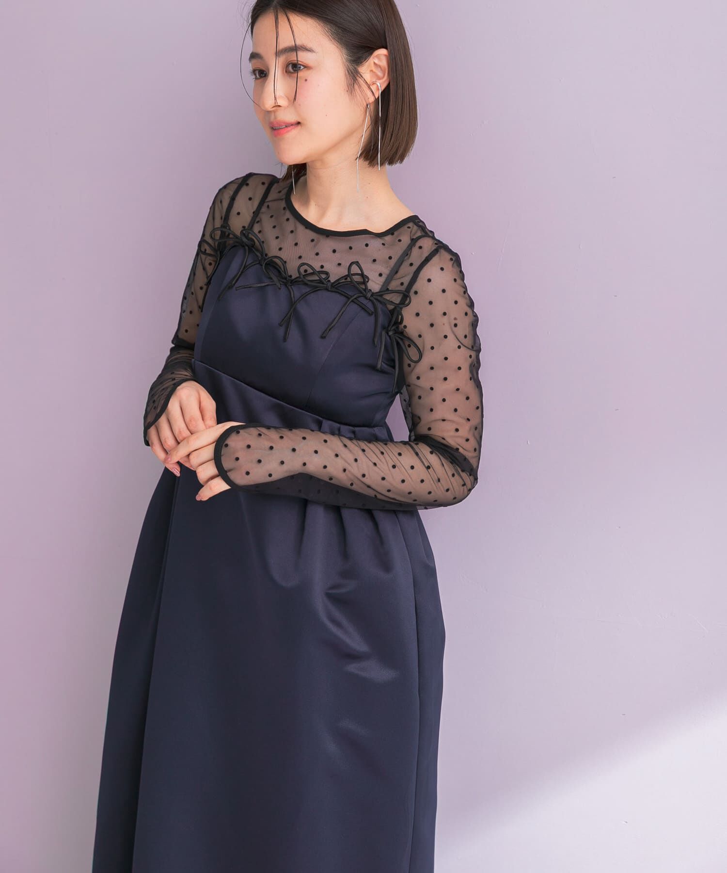 URBAN RESEARCH ROSSO「ANDRESD　RIBBONS DRESS&times;SHEER TOPS」|ワンピース|