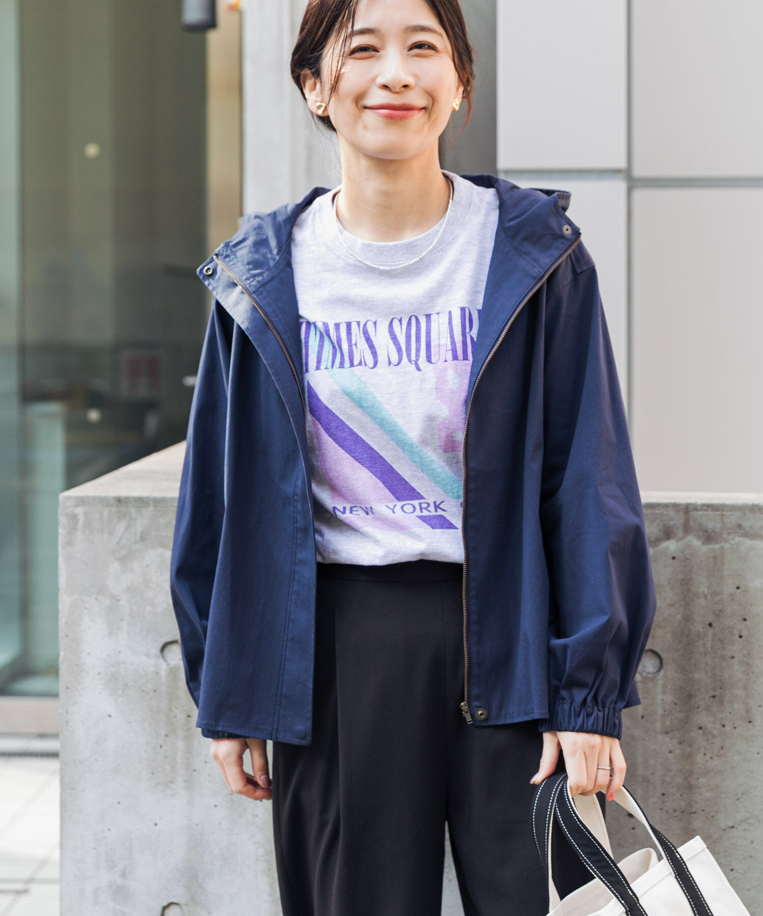 URBAN RESEARCH DOORS「撥水バックギャザーフードジャケット」|ノーカラーコート|