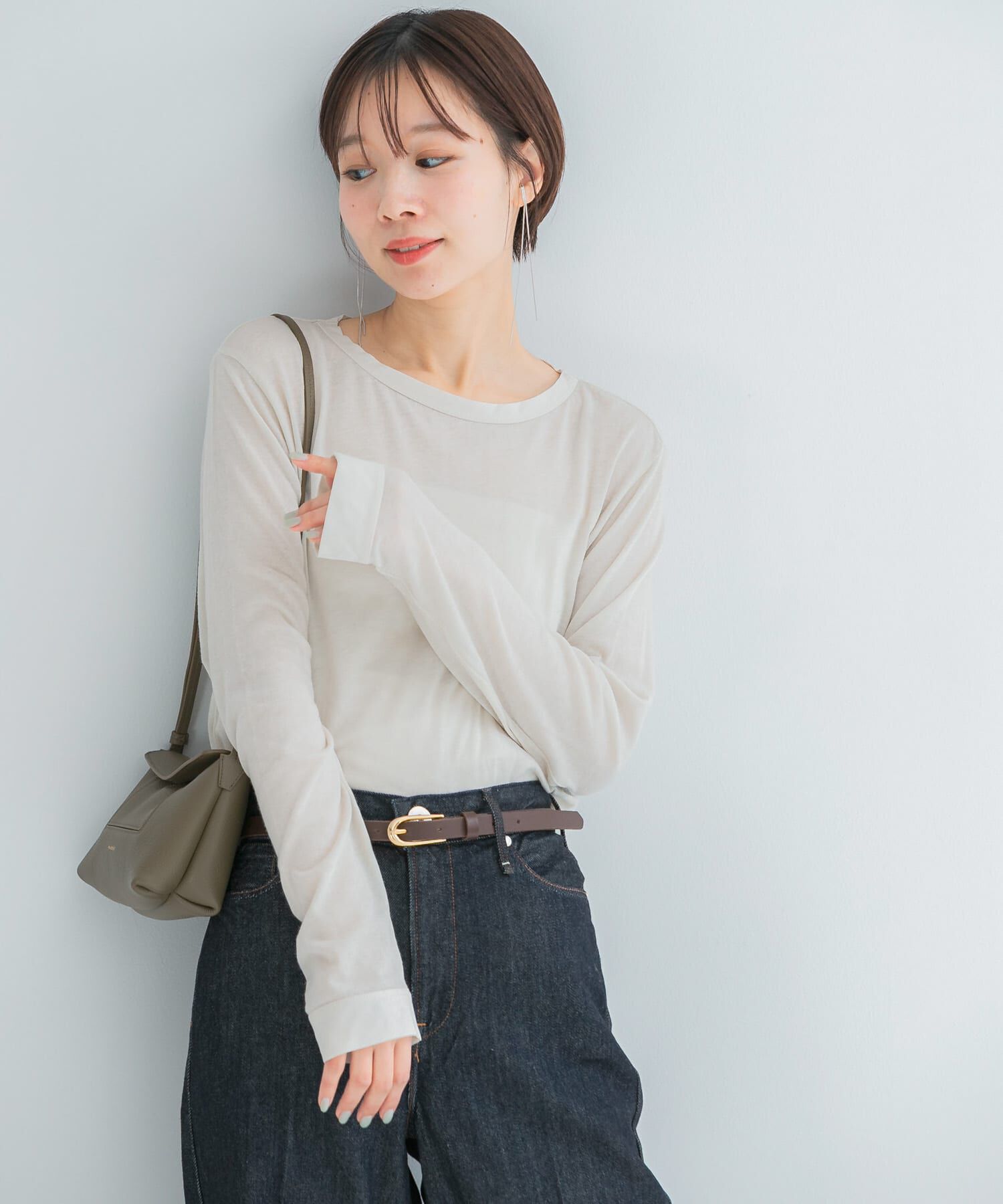 URBAN RESEARCH ROSSO「シルク混ドッキングカットソー」|Tシャツ・カットソー|ベージュ系その他