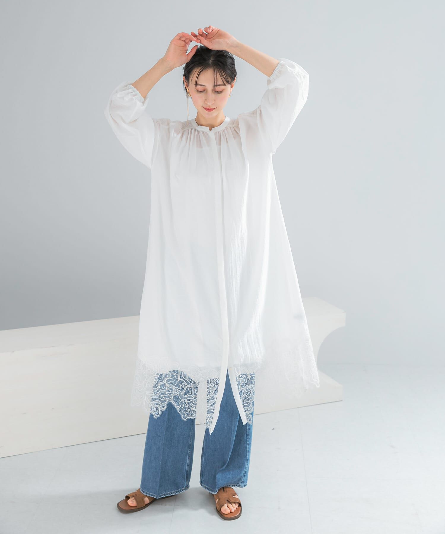 URBAN RESEARCH ROSSO「レース切り替えガウンワンピース」|ワンピース|