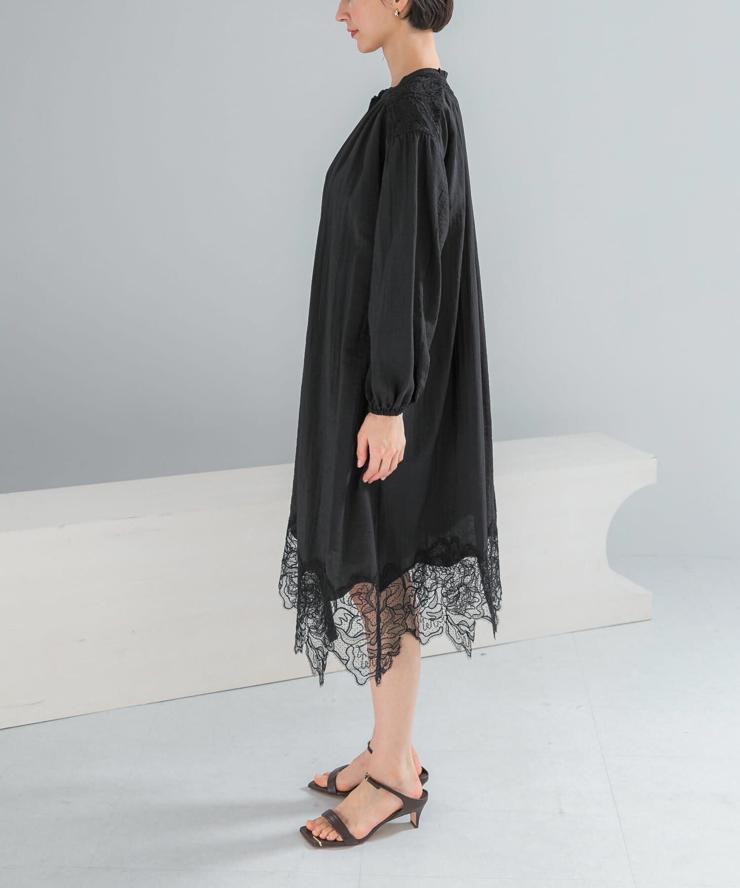 URBAN RESEARCH ROSSO「レース切り替えガウンワンピース」|ワンピース|