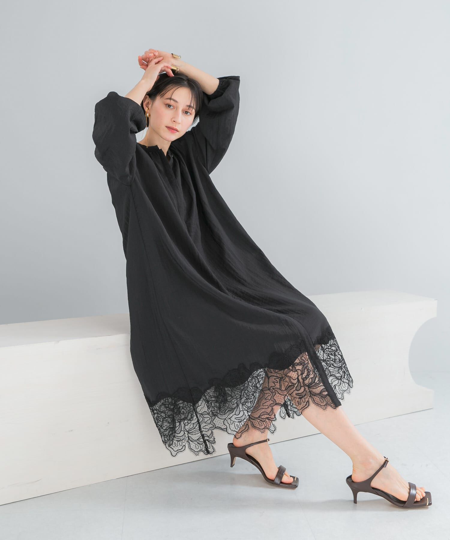 URBAN RESEARCH ROSSO「レース切り替えガウンワンピース」|ワンピース|