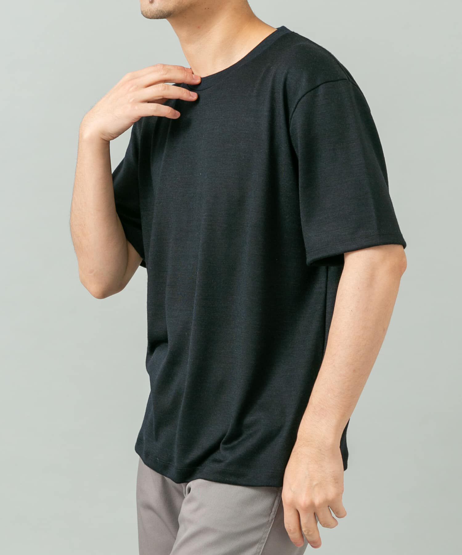 URBAN RESEARCH ROSSO「『XLサイズあり』ハイクオリティショートスリーブウールTシャツ」|Tシャツ・カットソー|ネイビー