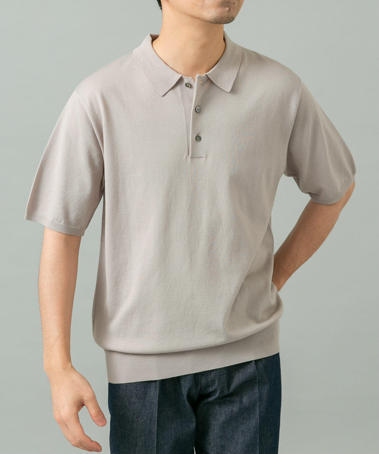 URBAN RESEARCH ROSSO「シルク混サマーニットポロシャツ」|ポロシャツ|グレー系その他