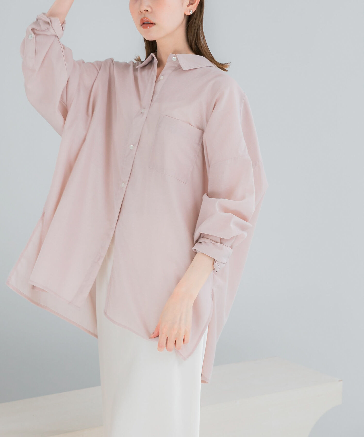 URBAN RESEARCH ROSSO「『WEB限定』『UR TECH Smart Linen Touch』イージーリネンオーバーシャツ」|シャツ・ブラウス|ライトピンク