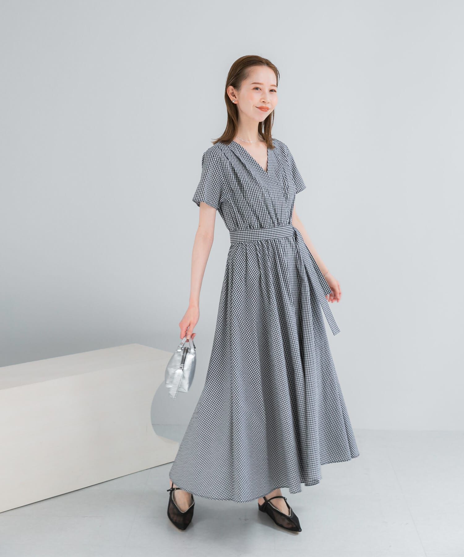 URBAN RESEARCH ROSSO「『WEB限定』チェックカシュクールワンピース」|ワンピース|