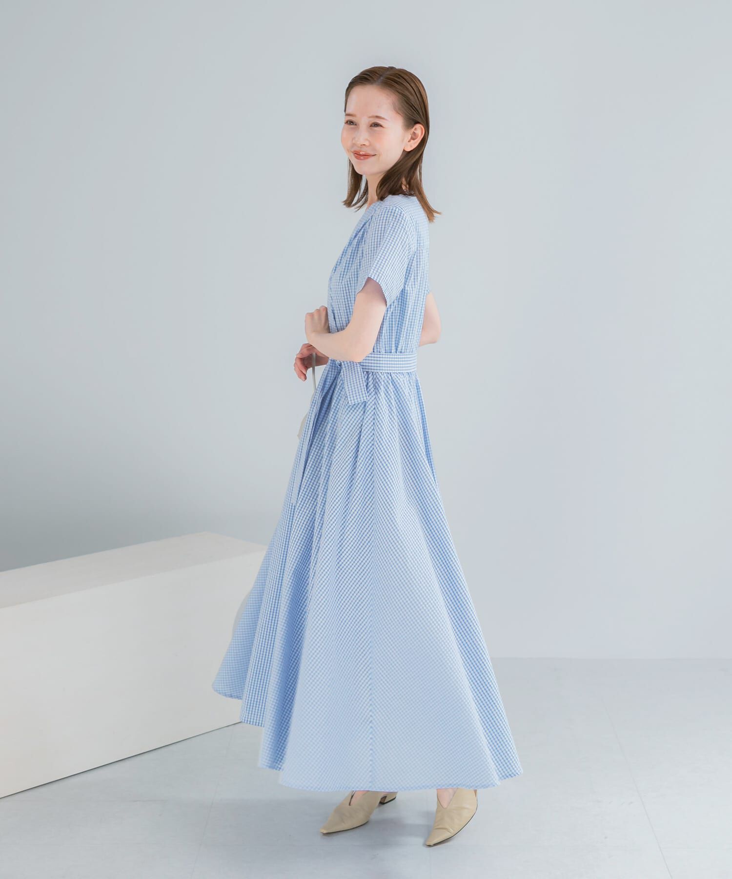 URBAN RESEARCH ROSSO「『WEB限定』チェックカシュクールワンピース」|ワンピース|