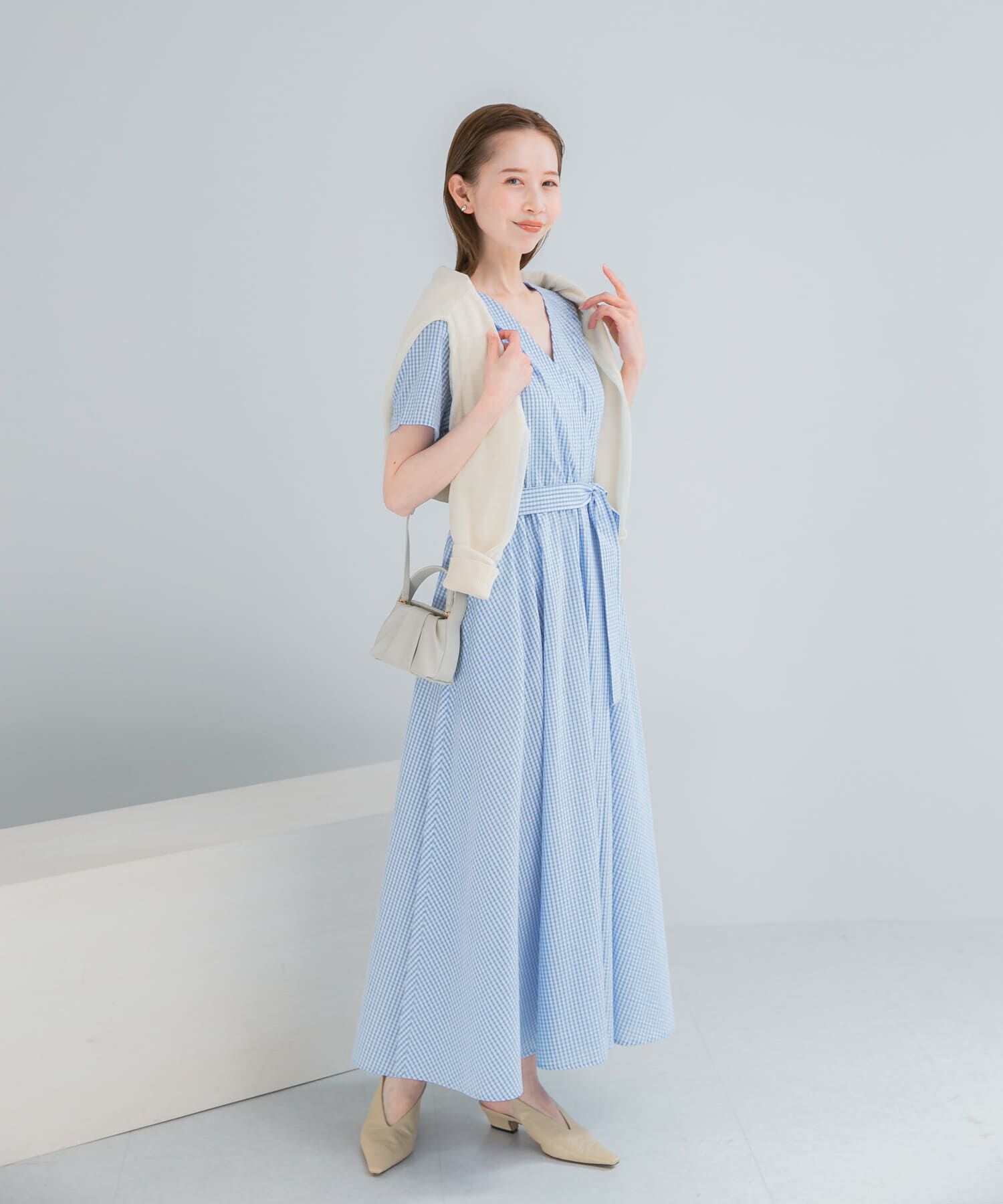 URBAN RESEARCH ROSSO「『WEB限定』チェックカシュクールワンピース」|ワンピース|