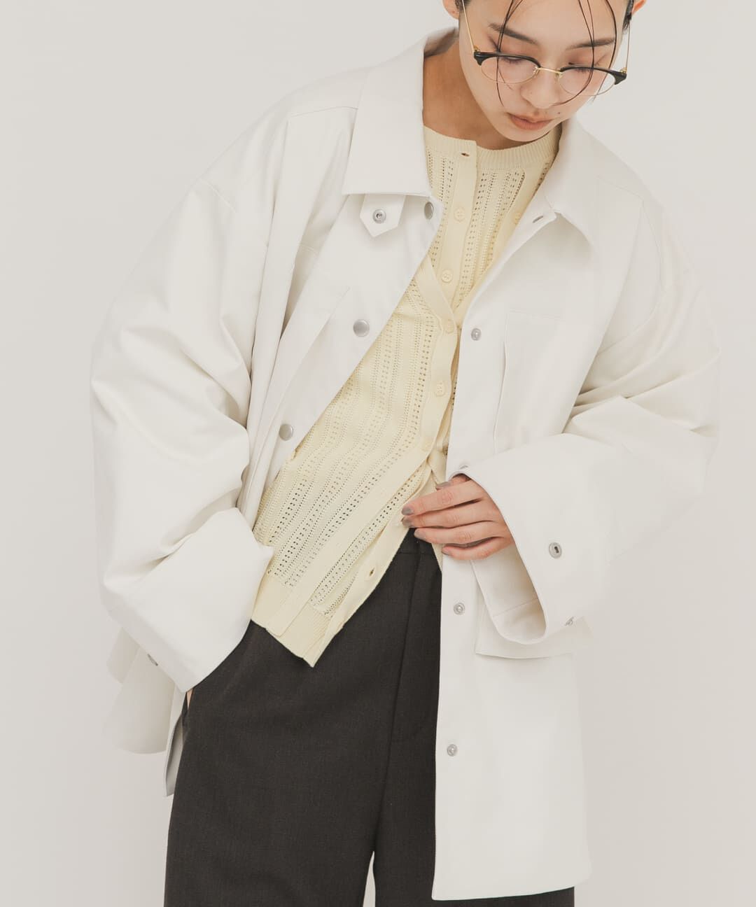  「ポケットディティールジャケット」|ノーカラーコート|