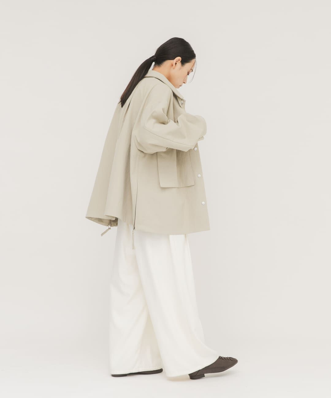  「ポケットディティールジャケット」|ノーカラーコート|