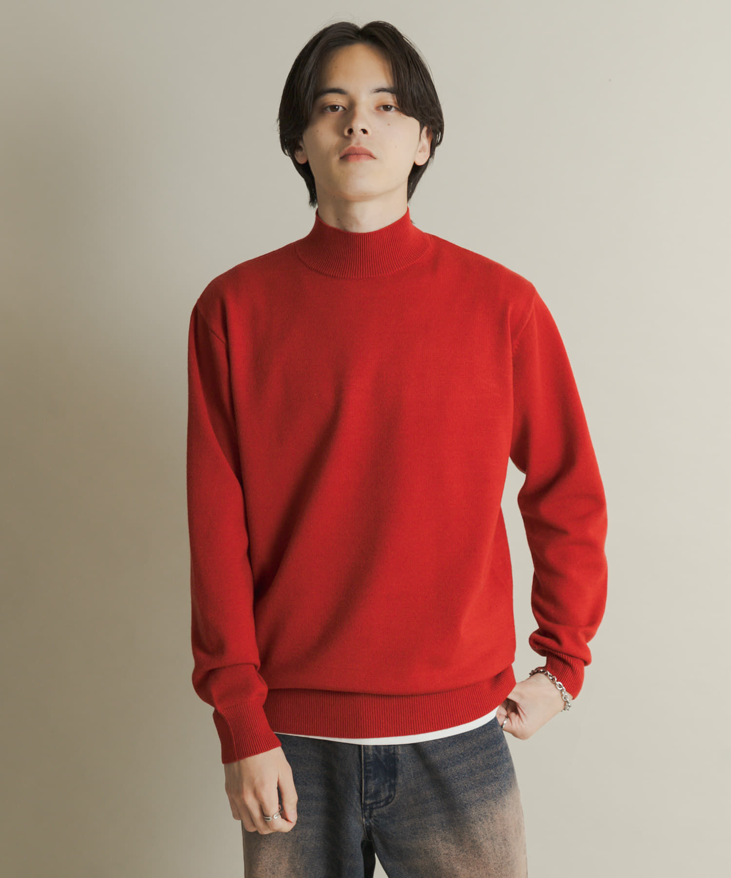 SENSE OF PLACE by URBAN RESEARCH「『一部WEB限定カラー』『洗濯可/毛玉防止』ストレッチモックネックニット」|ニット・セーター|