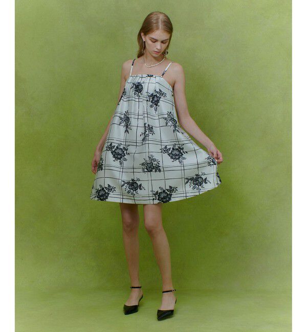 LOULOU WILLOUGHBY「【LOULOU WILLOUGHBY】SILK COフラワーチェックワンピース」|ワンピース|