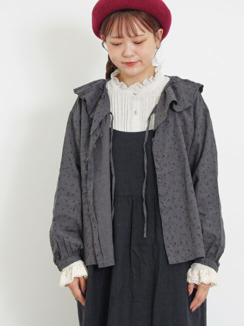 Samansa Mos2「【Slow linen】柄アソートフリルブラウス」|シャツ・ブラウス|