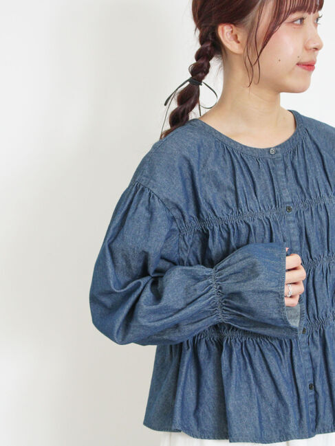Samansa Mos2「デニム/ツイルシャーリングブラウス」|シャツ・ブラウス|