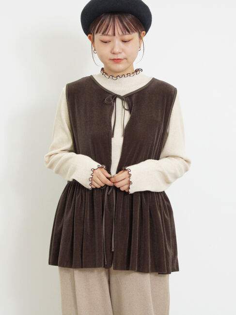 Samansa Mos2「透けベロア前後2WAYベスト」|ダウンベスト・ベスト|