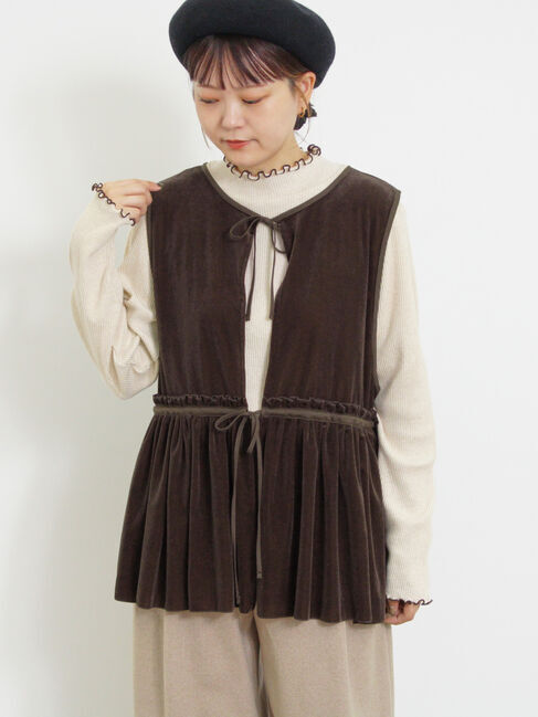 Samansa Mos2「透けベロア前後2WAYベスト」|ダウンベスト・ベスト|