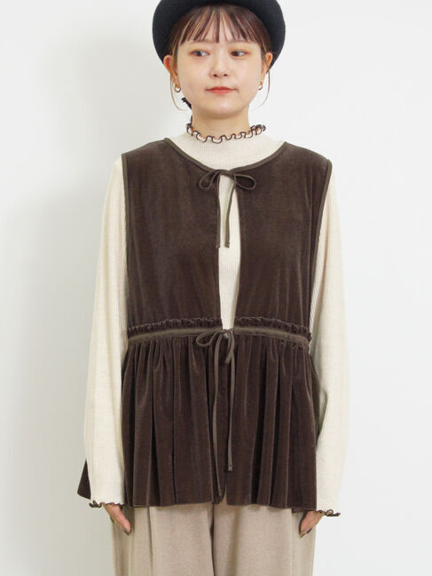 Samansa Mos2「透けベロア前後2WAYベスト」|ダウンベスト・ベスト|