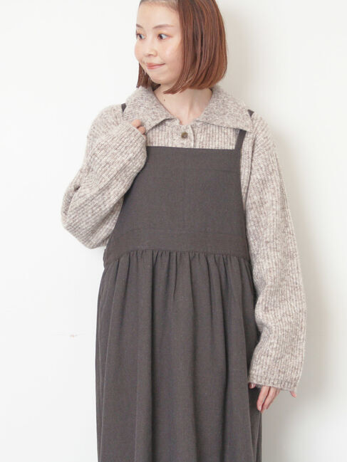 Samansa Mos2「襟付ニットカーディガン」|カーディガン|ベージュ