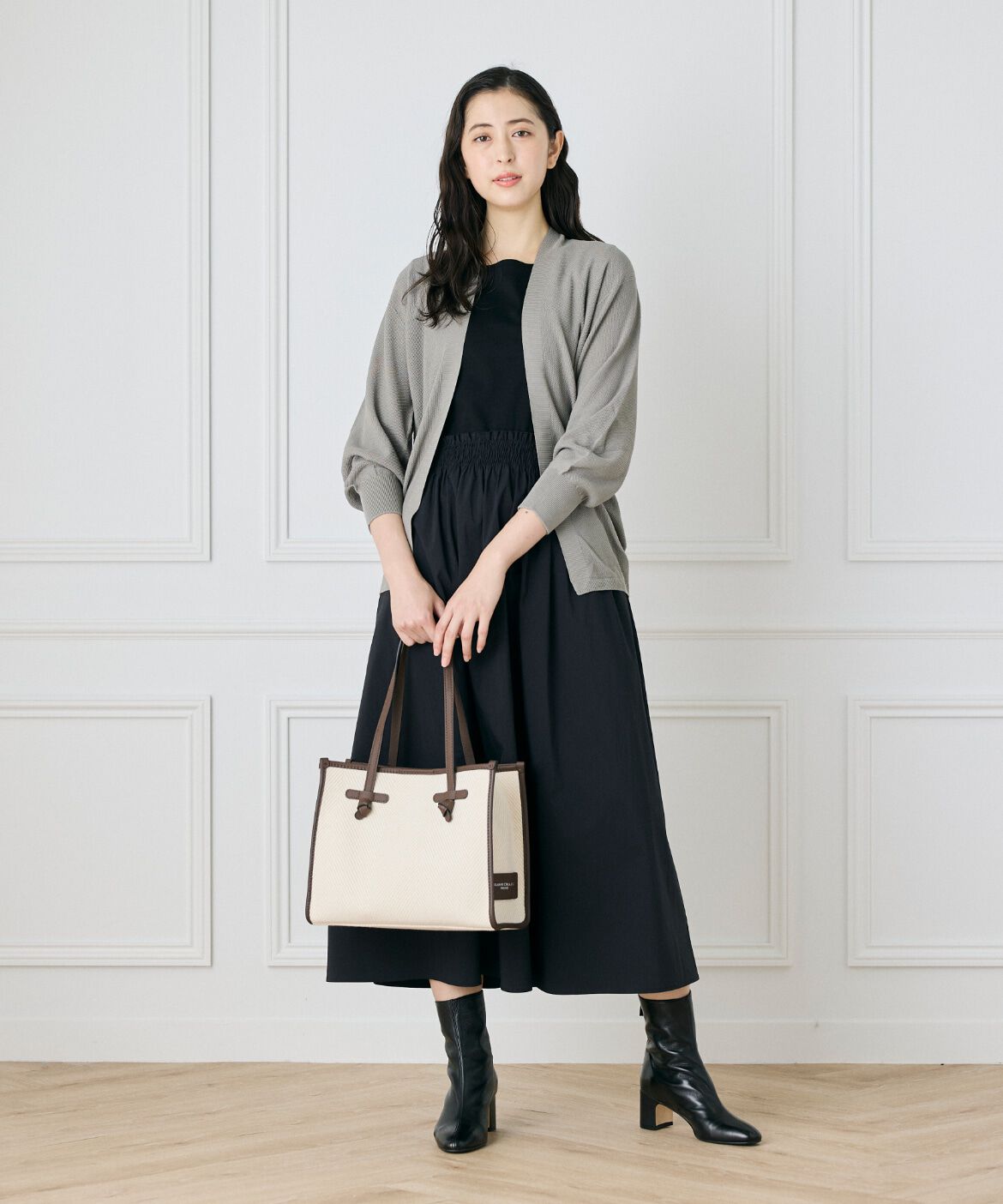 INED「《大きいサイズ》鹿の子編み着流しホールガーメントカーディガン《Cuoo》」|カーディガン|