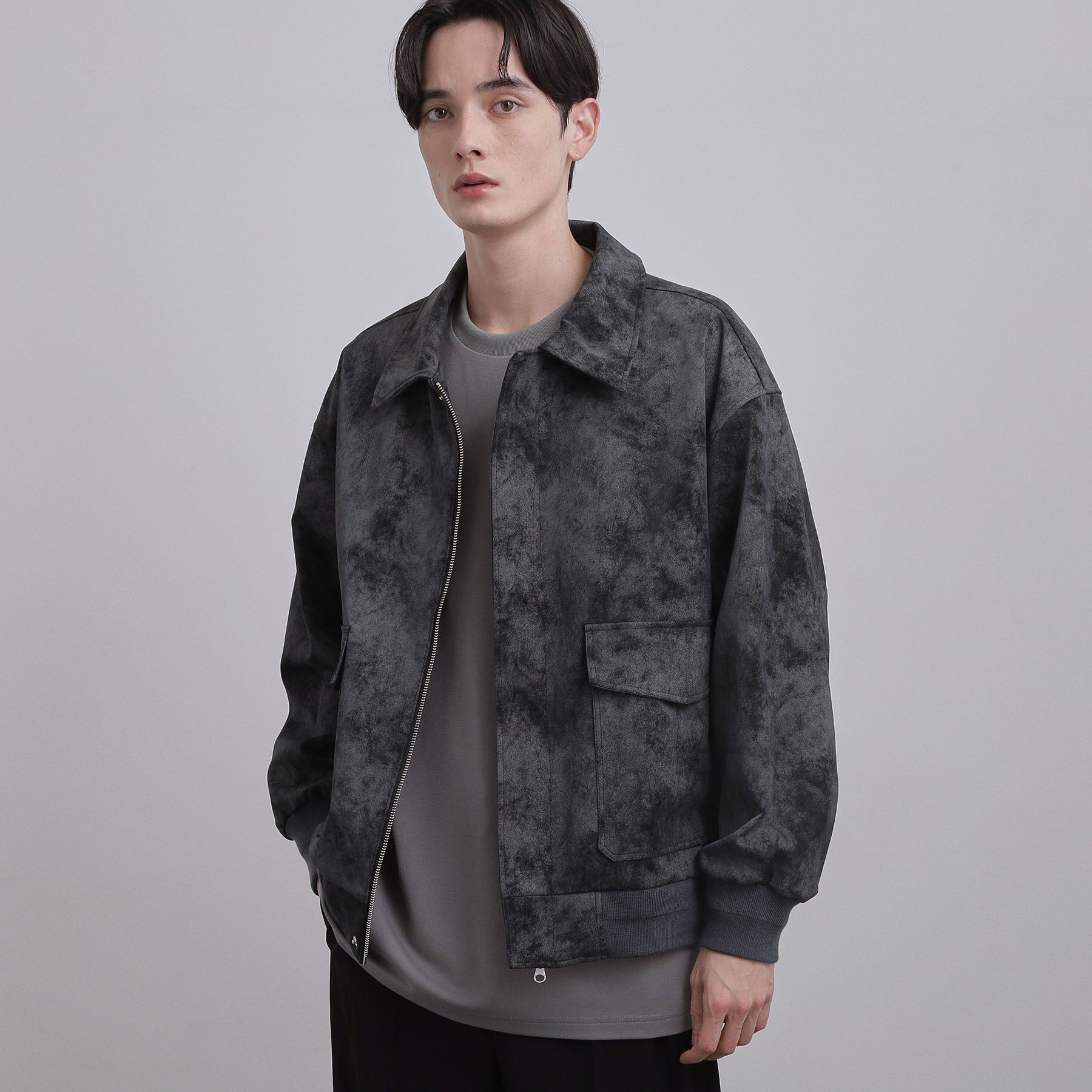 tk.TAKEO KIKUCHI「A2リブブルゾン」|ブルゾン・スタジャン|ブラック(119)