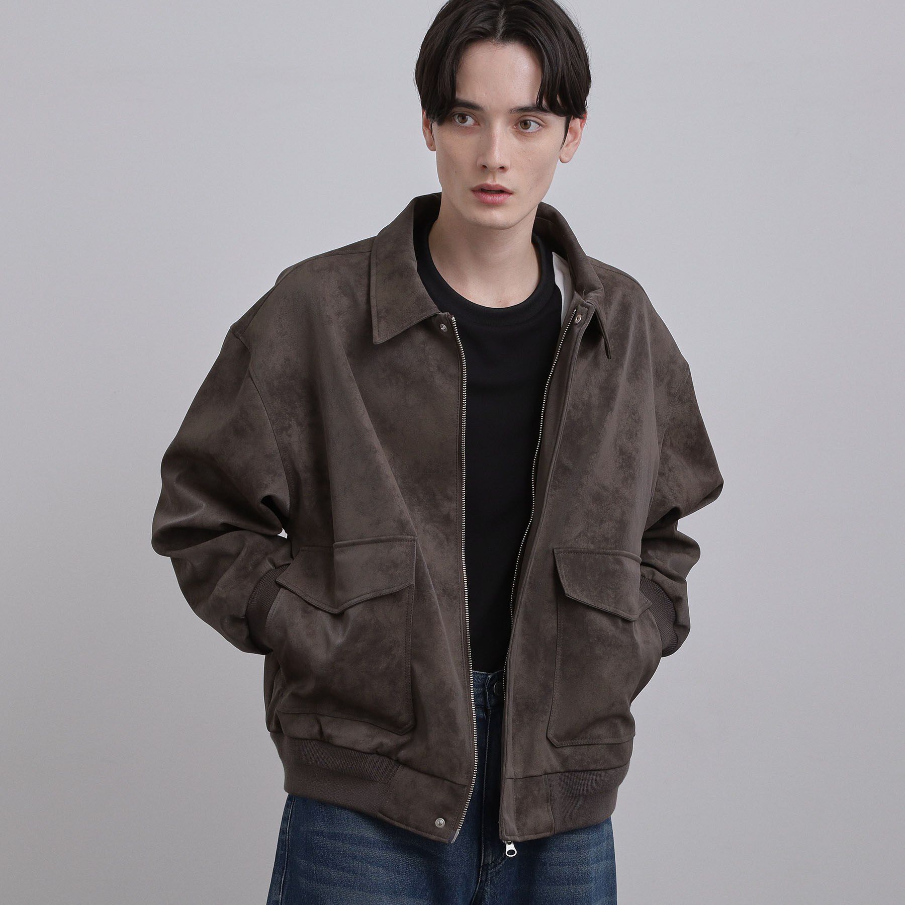 tk.TAKEO KIKUCHI「A2リブブルゾン」|ブルゾン・スタジャン|ブラウン(143)
