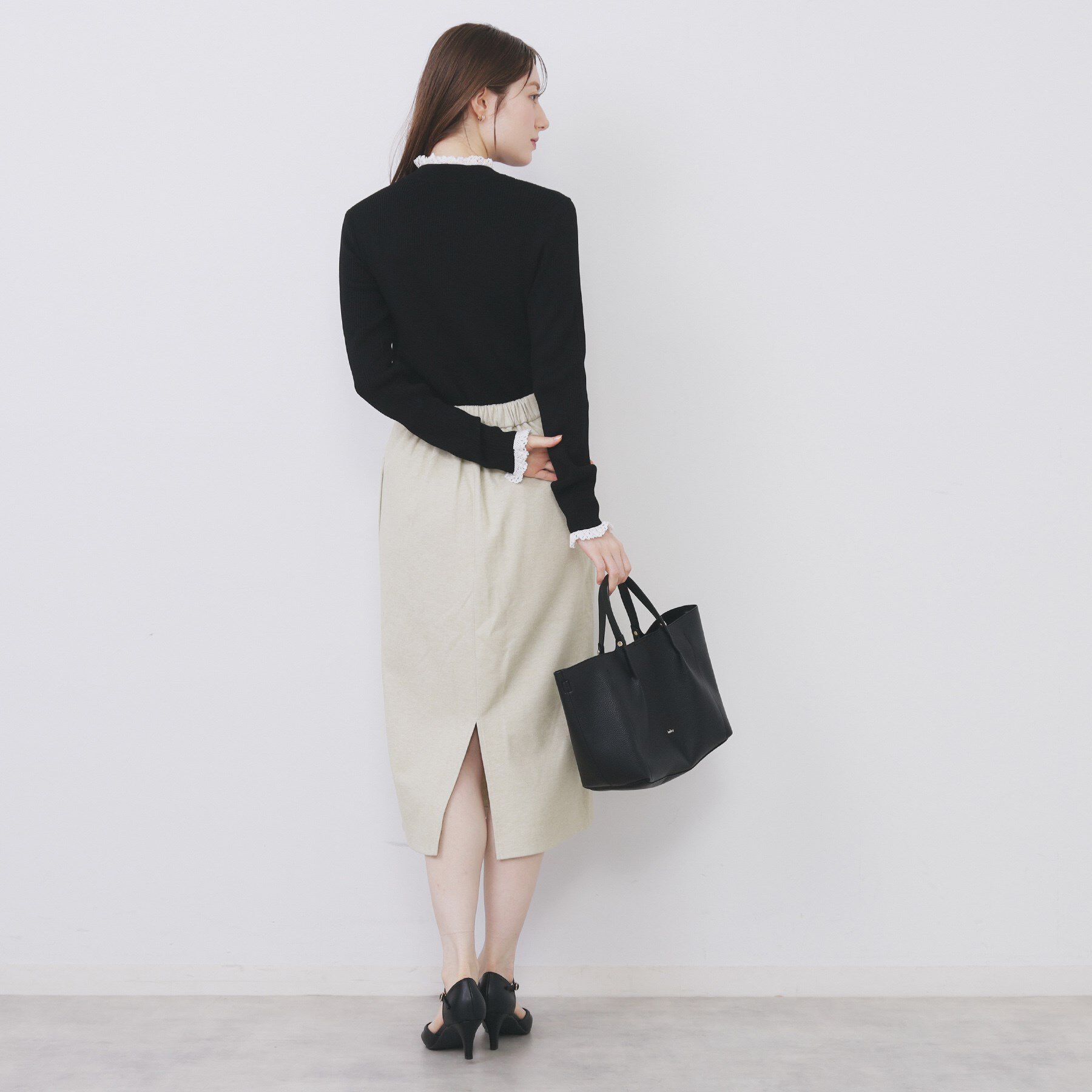 index「コットンレースフリルリブニット【洗濯機OK/抗ピル】」|ニット・セーター|