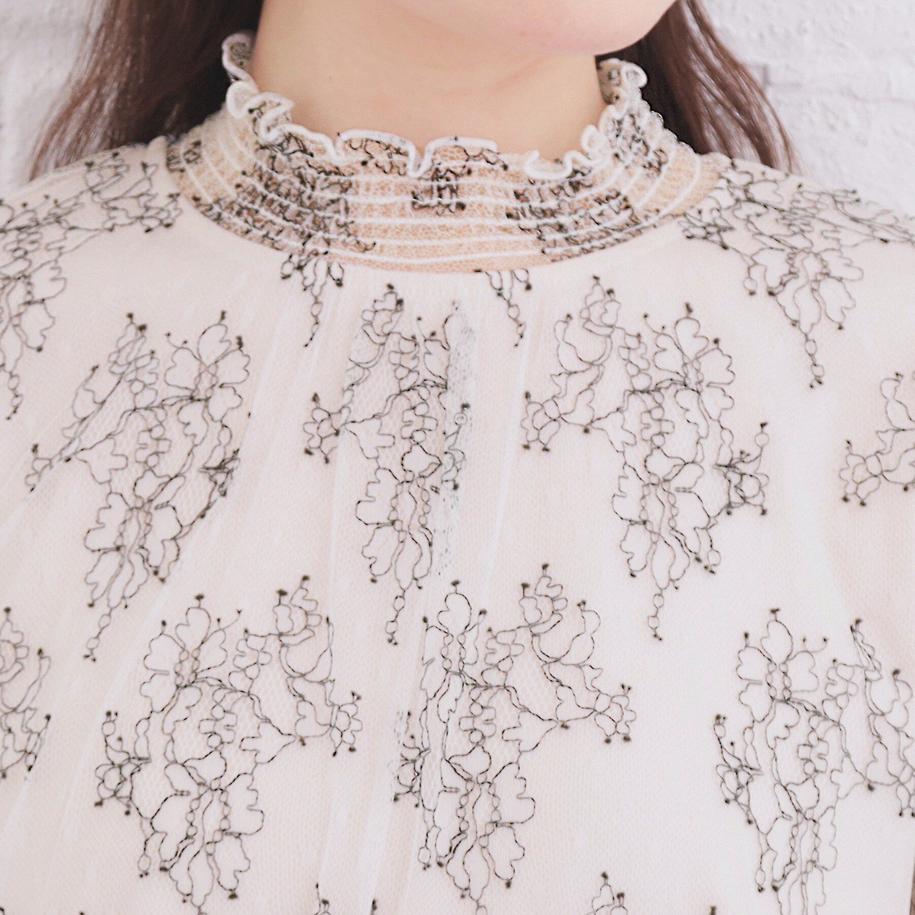 index「フリルハイネックレーストップス【洗濯機OK】」|シャツ・ブラウス|