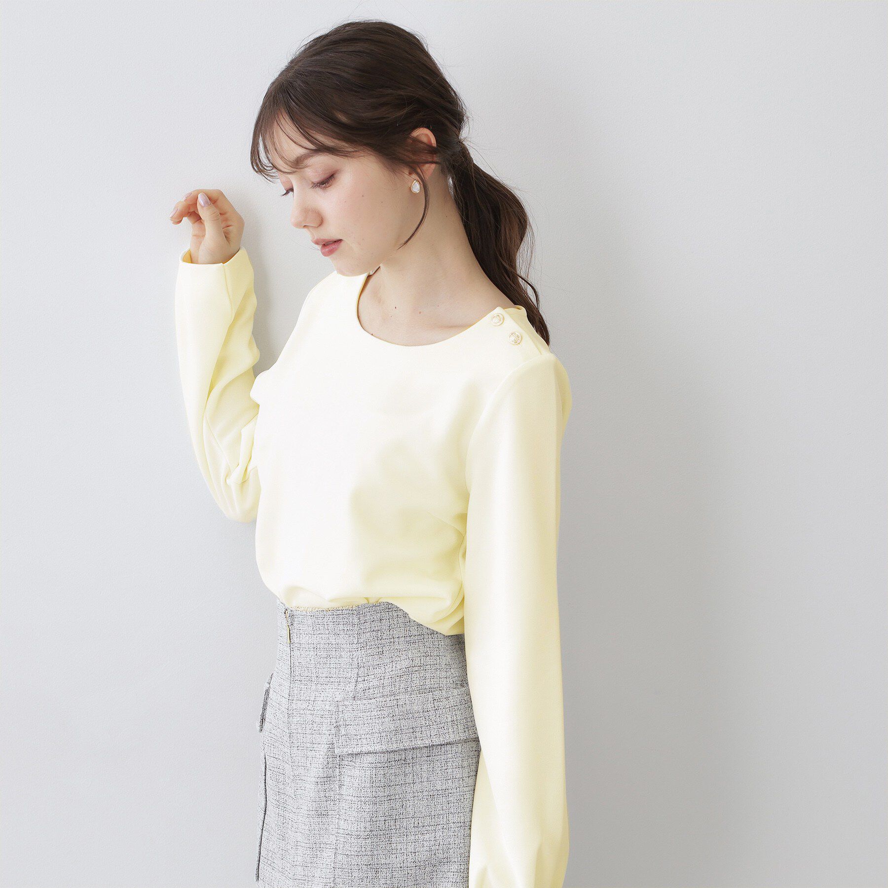 index「肩ボタンボートネックトップス【洗濯機OK】」|Tシャツ・カットソー|