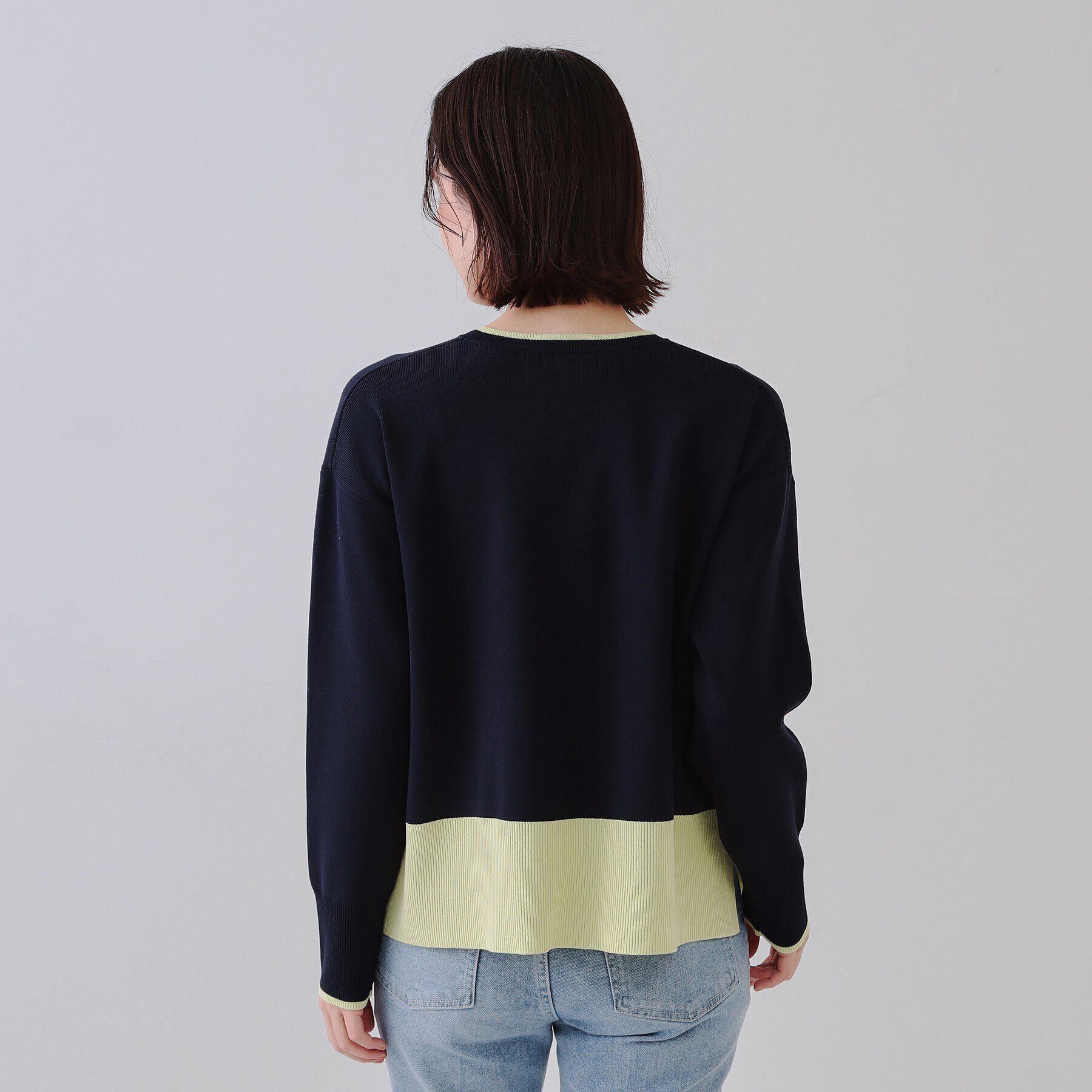 OPAQUE.CLIP「バイカラーボクシーニット【洗濯機洗い可】」|ニット・セーター|