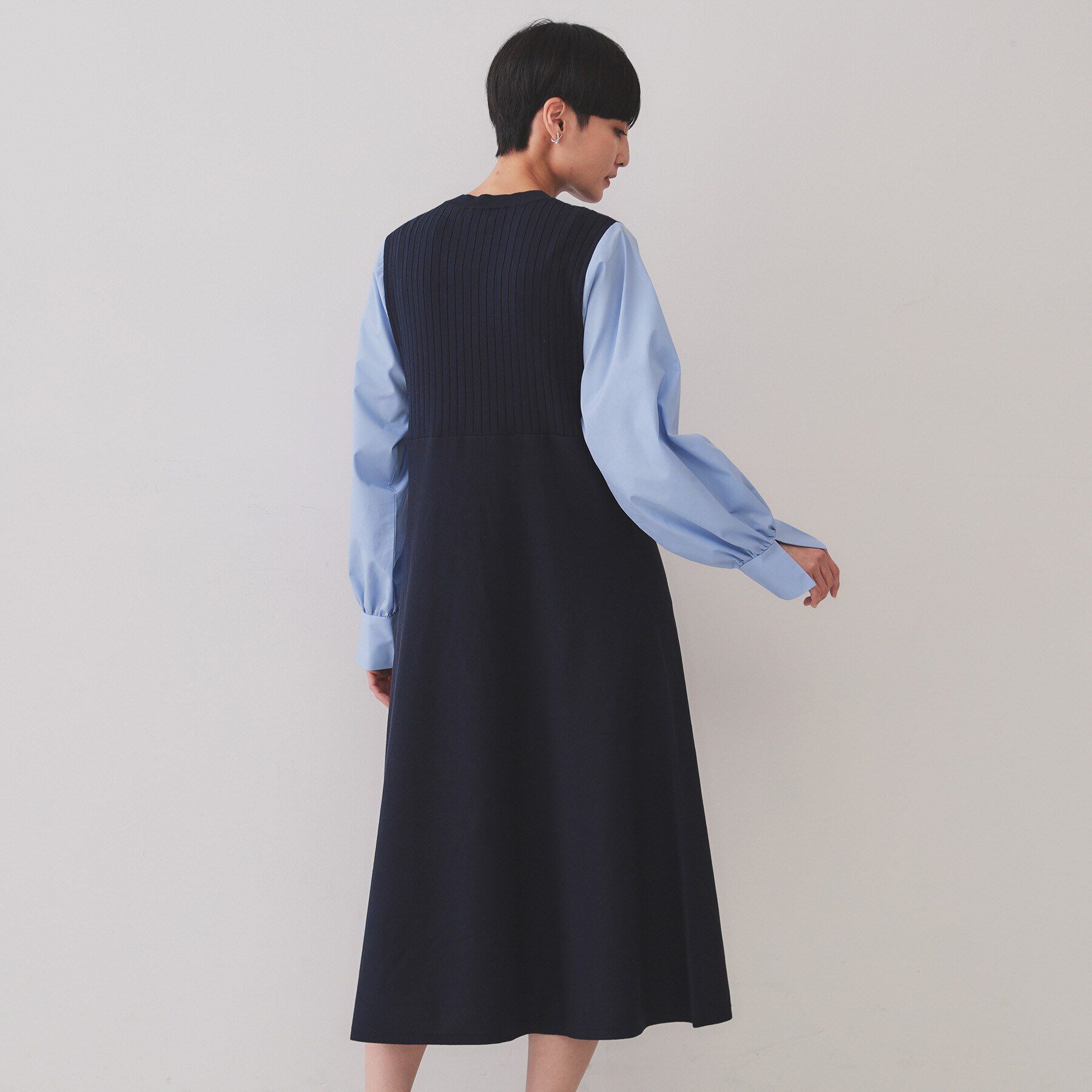 OPAQUE.CLIP「フハクスリーブドッキングニットワンピース【洗濯機洗い可/抗ピル】」|ワンピース|