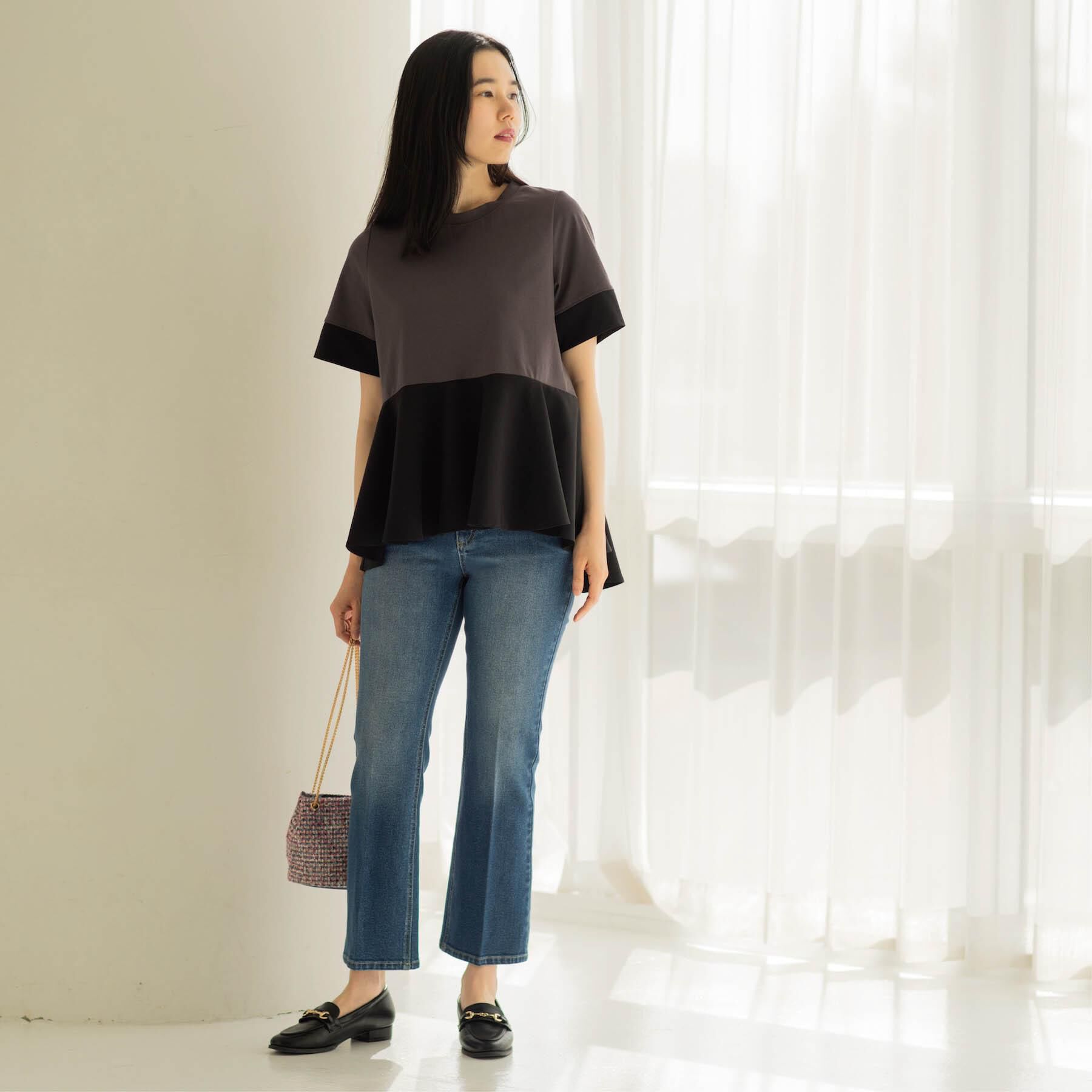 OPAQUE.CLIP「ストレッチセミフレアデニム【洗濯機洗い可】《SS-LLサイズ》」|デニム|