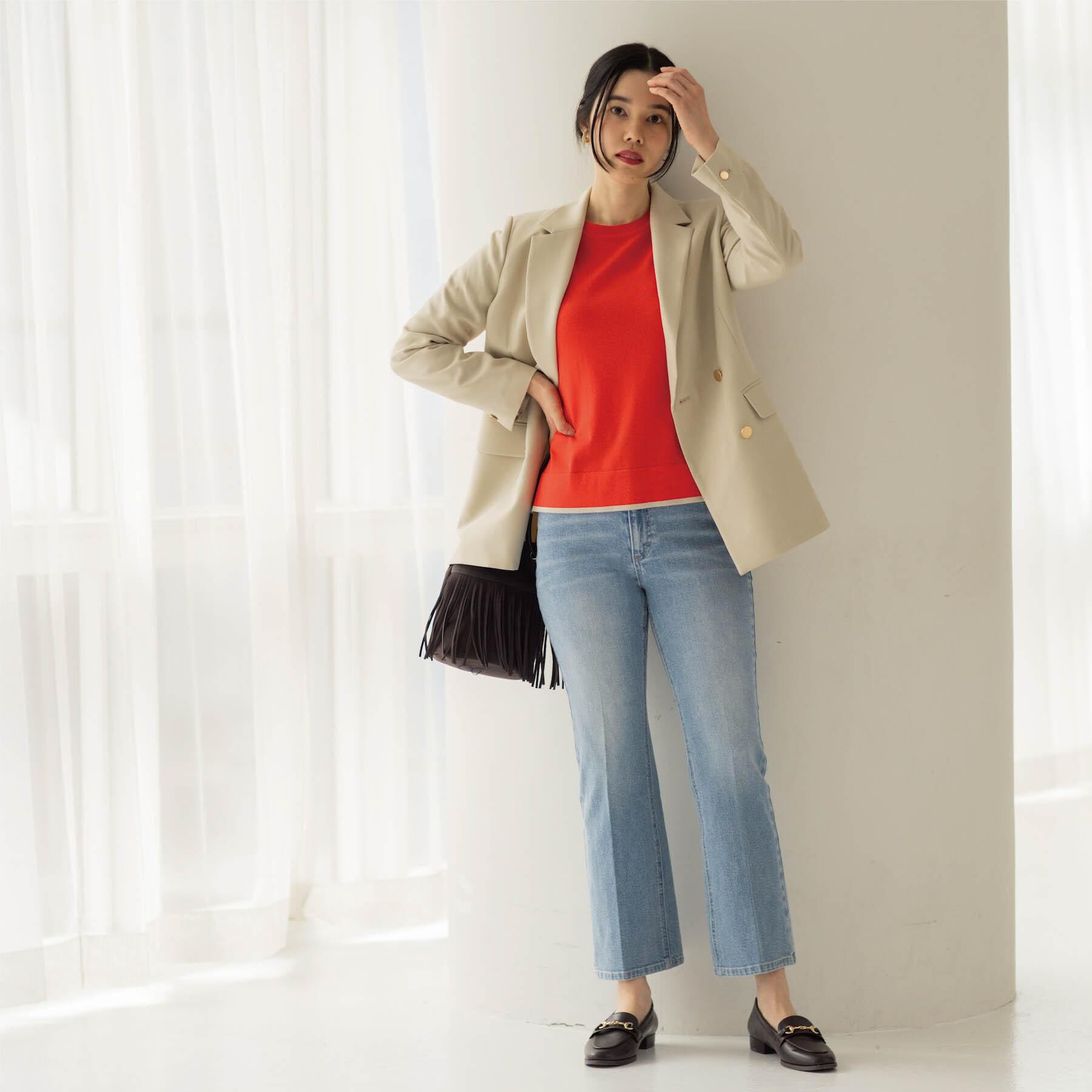 OPAQUE.CLIP「ストレッチセミフレアデニム【洗濯機洗い可】《SS-LLサイズ》」|デニム|