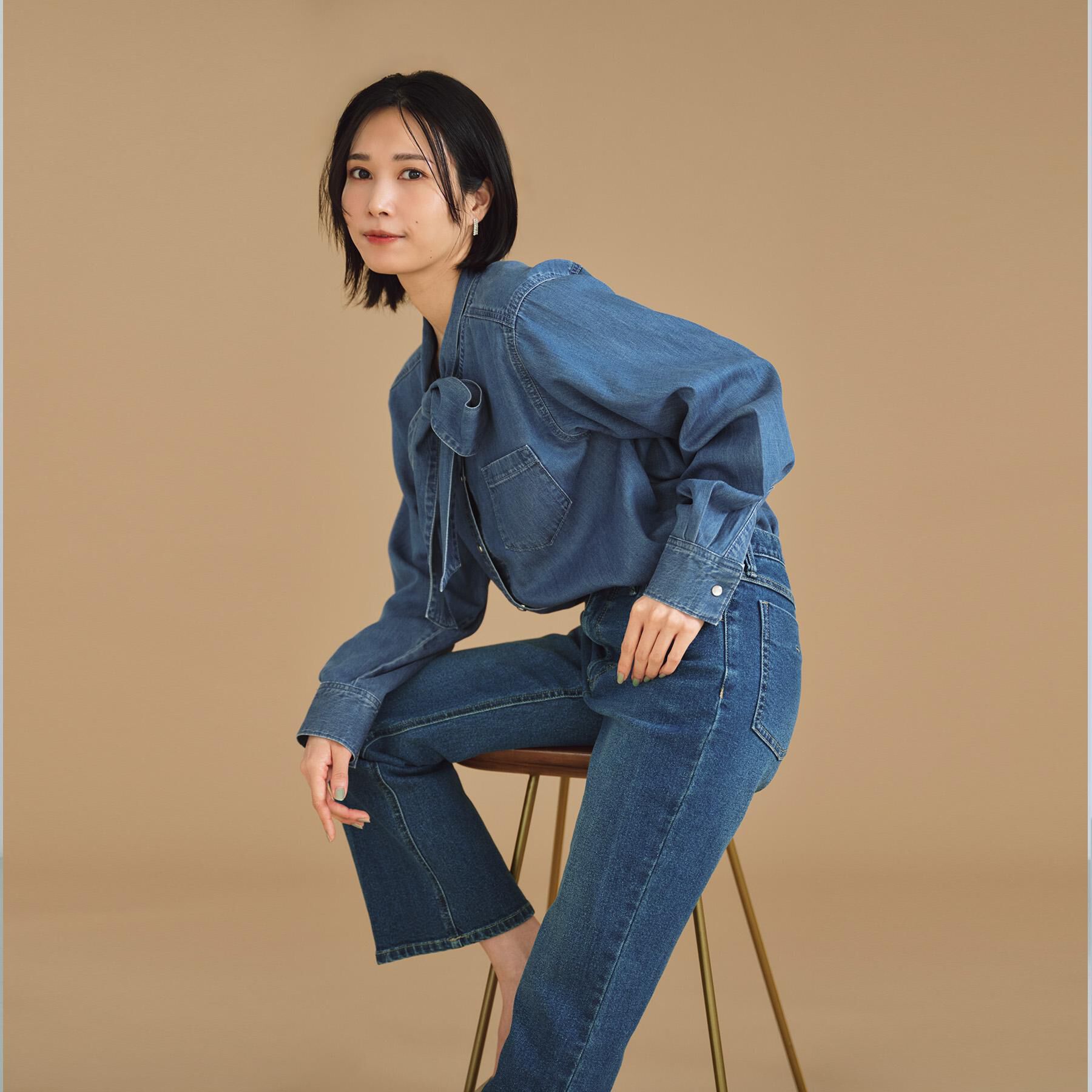 OPAQUE.CLIP「ストレッチセミフレアデニム【洗濯機洗い可】《SS-LLサイズ》」|デニム|