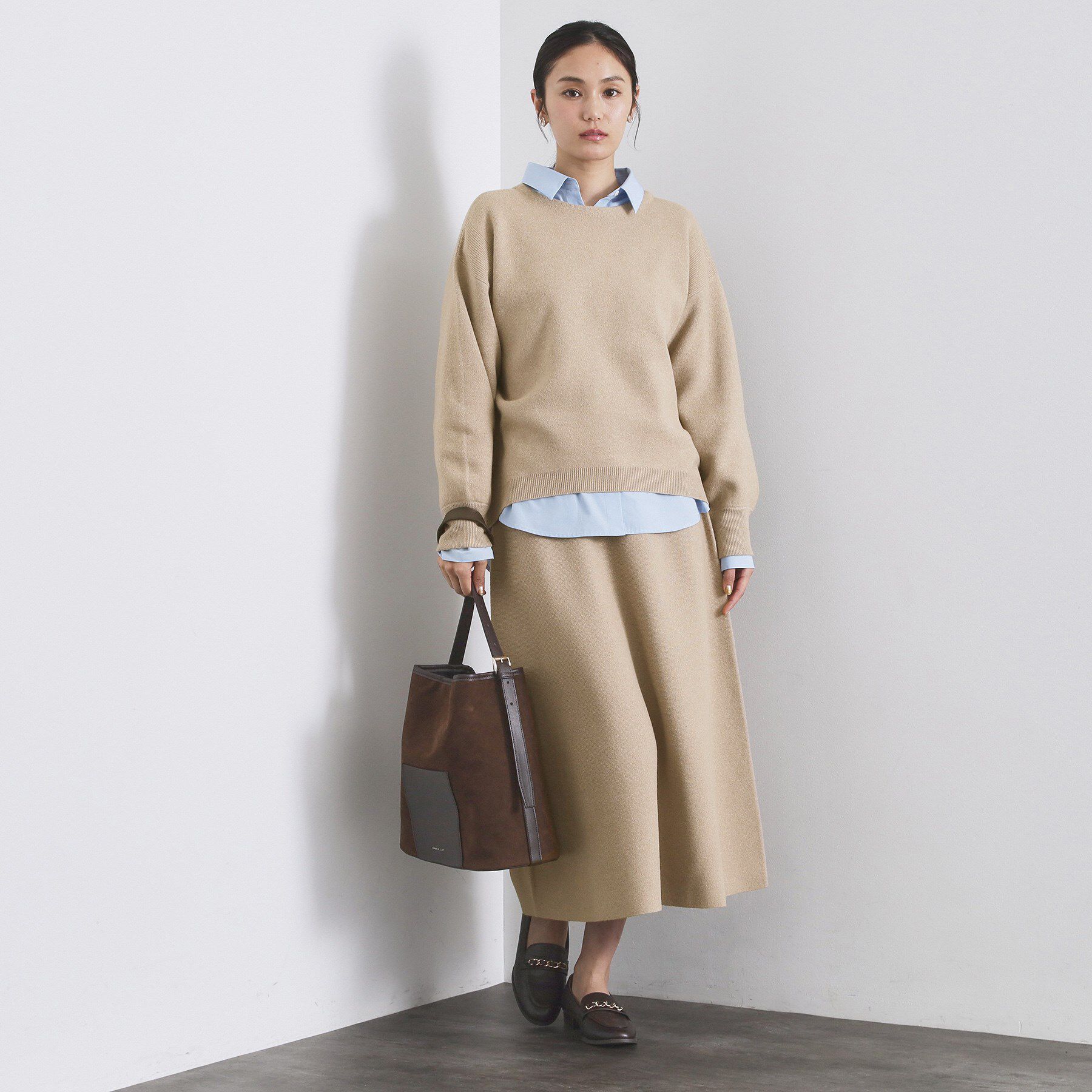 OPAQUE.CLIP「サイド編地切替ニットトップス/セットアップ対応【洗濯機OK】」|ニット・セーター|