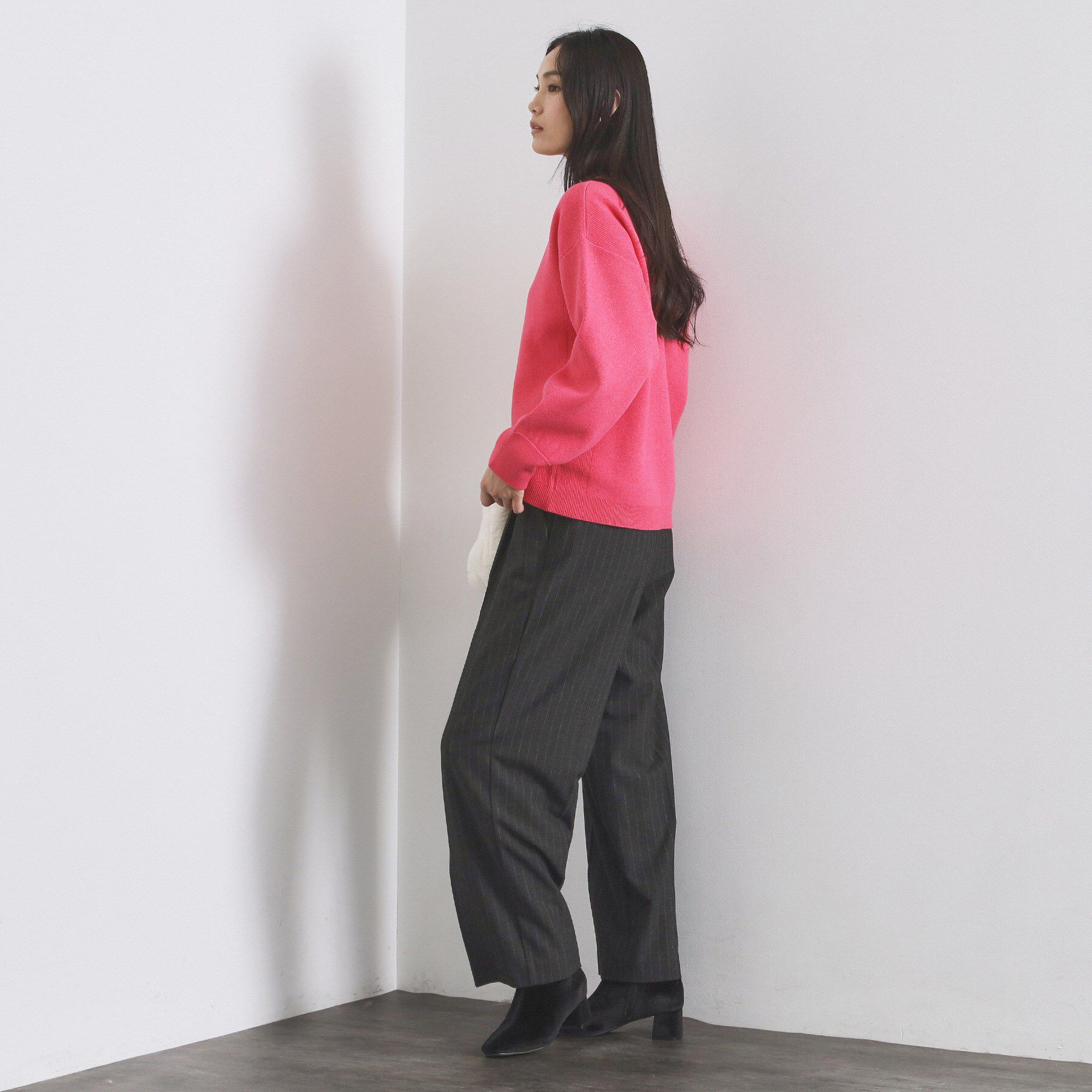 OPAQUE.CLIP「サイド編地切替ニットトップス/セットアップ対応【洗濯機OK】」|ニット・セーター|