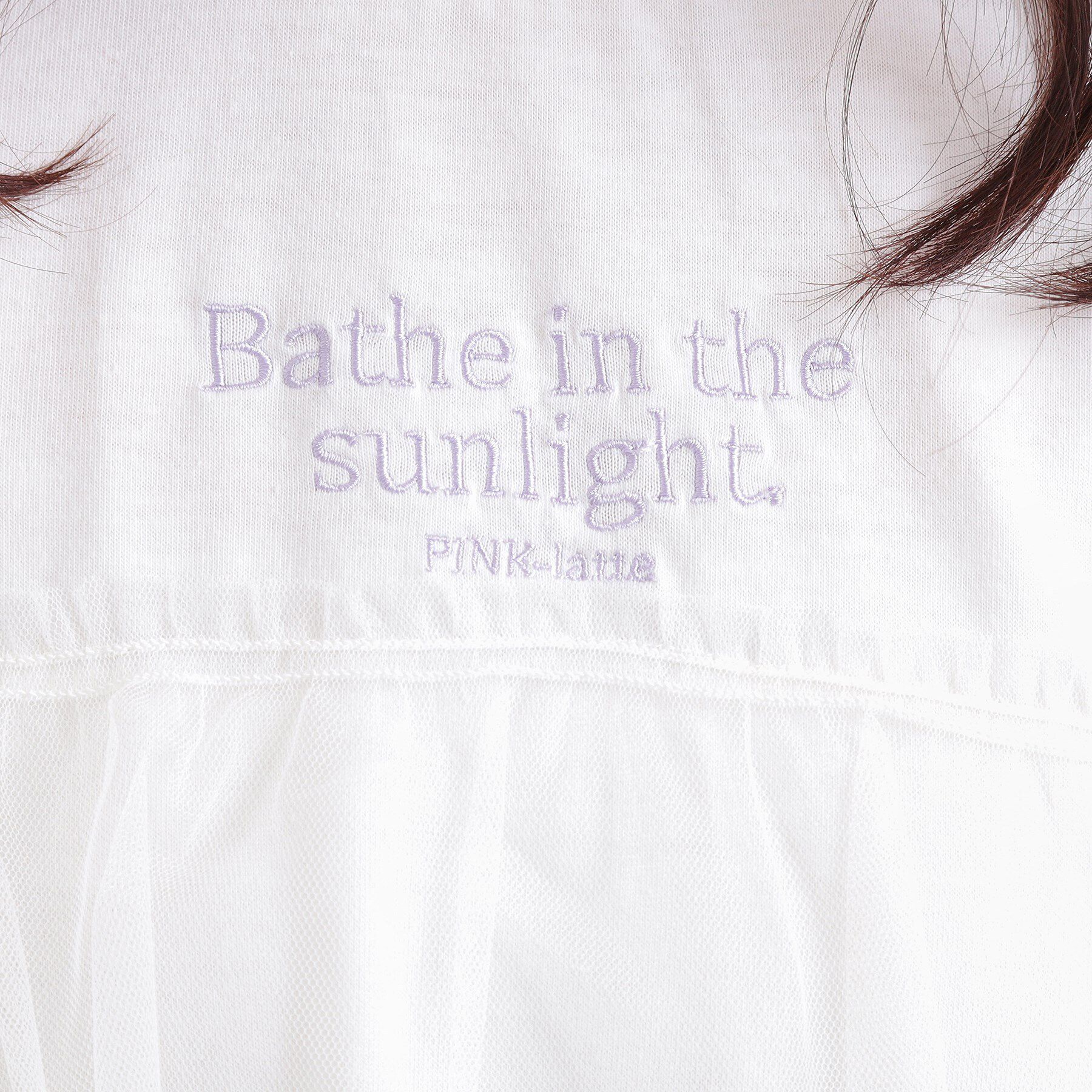 PINK-latte「チュールドッキングロンT」|Tシャツ・カットソー|