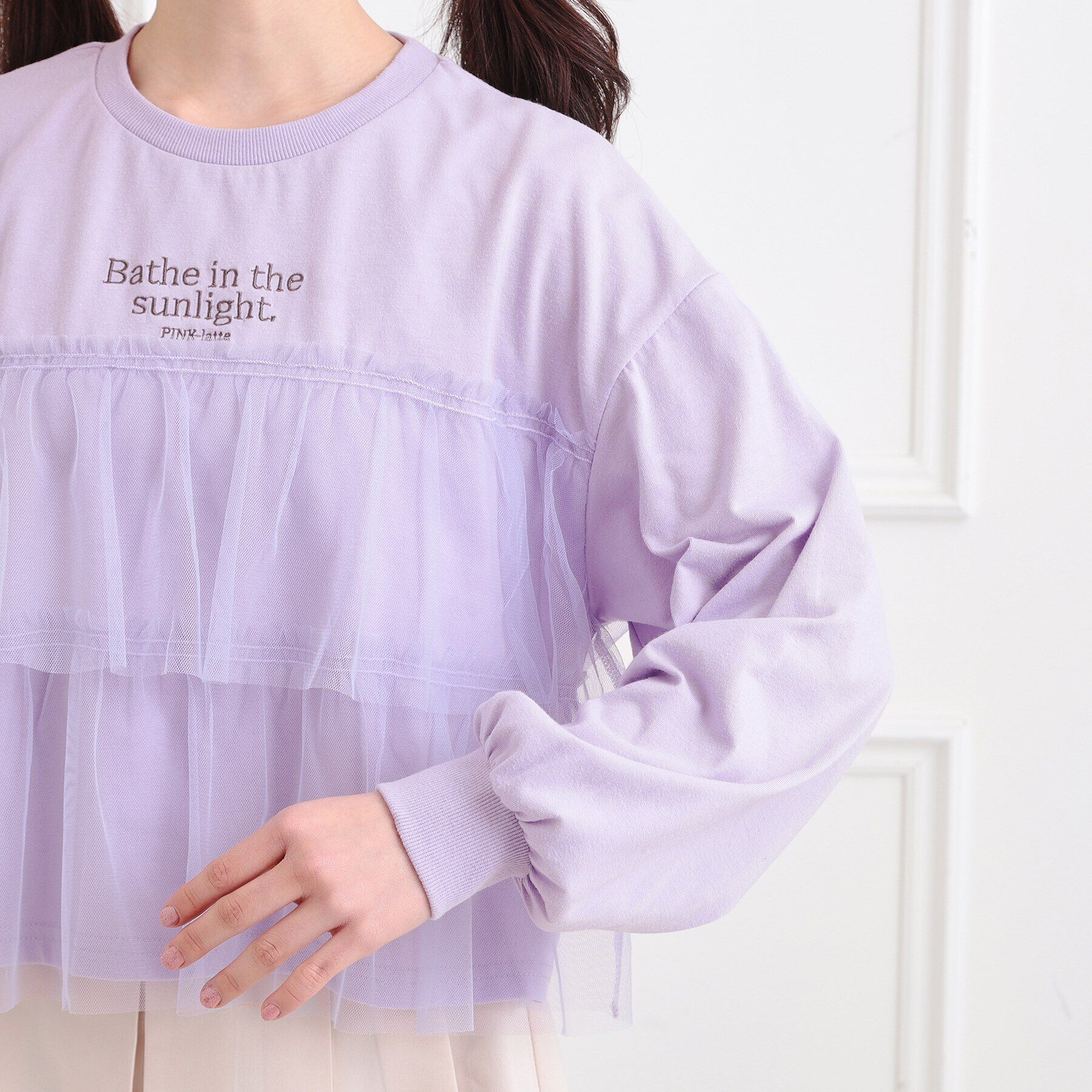 PINK-latte「チュールドッキングロンT」|Tシャツ・カットソー|