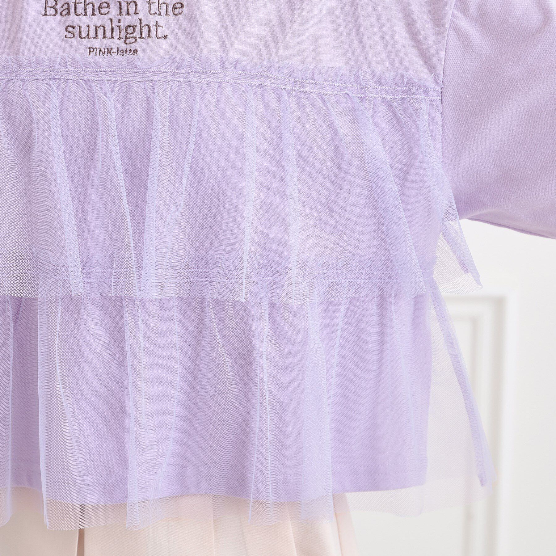 PINK-latte「チュールドッキングロンT」|Tシャツ・カットソー|