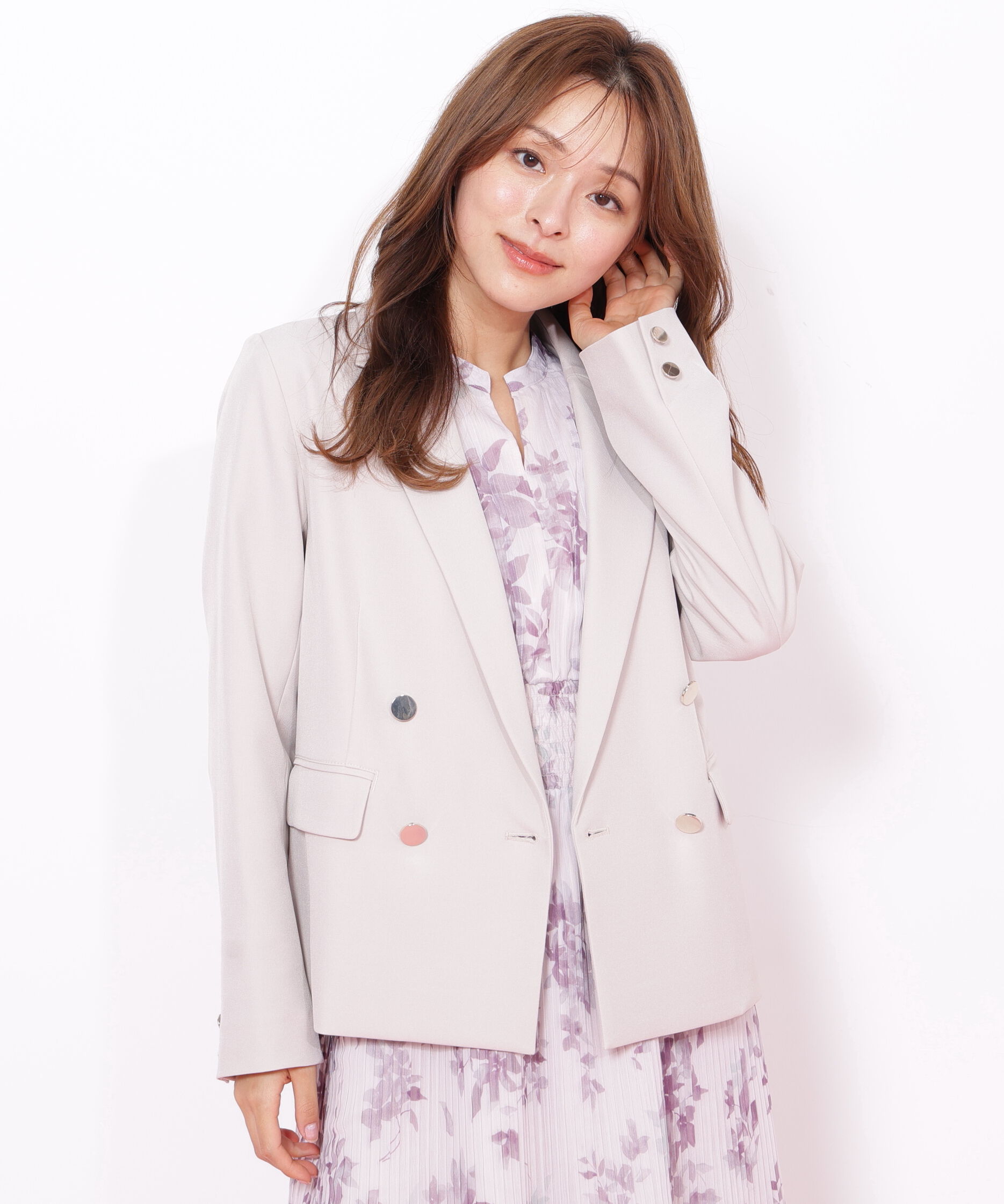  「＜セットアップ対応＞ベーシックツイルダブル釦ジャケット」|その他|ベージュ