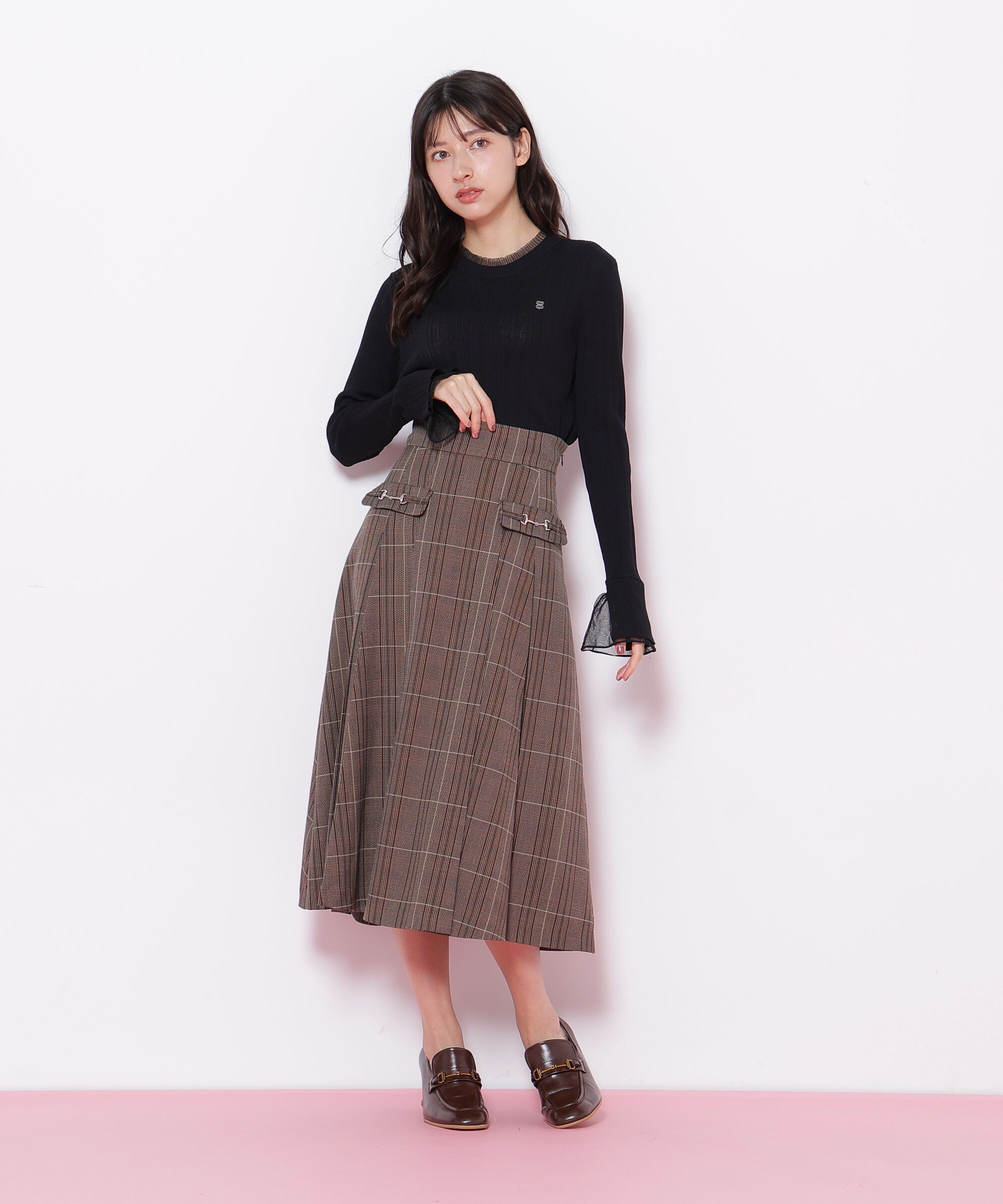  「ウーリッシュフラノタックフレアスカート」|スカート|