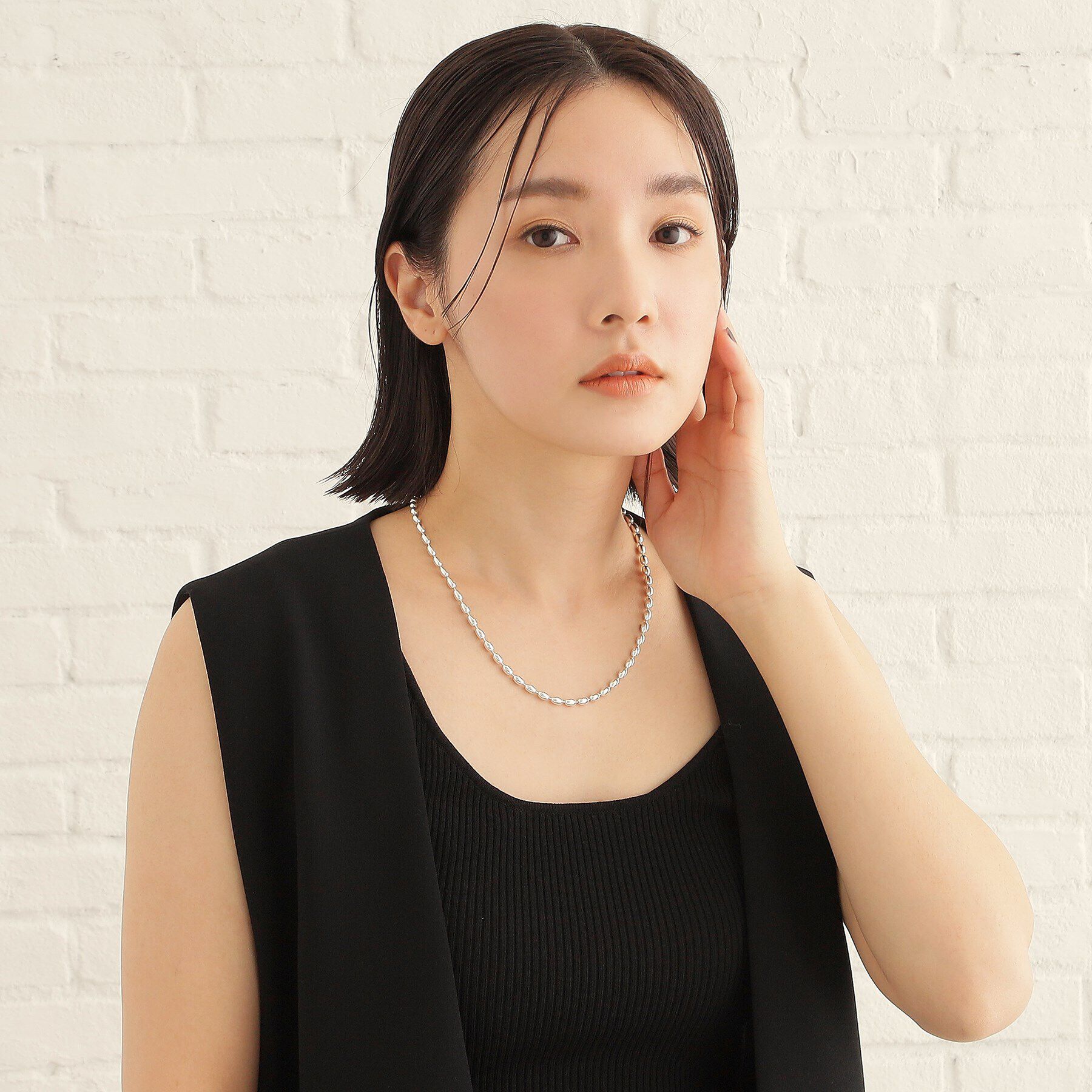 COCOSHNIK ONKITSCH「シルバー デザインチェーン オーバルボールL ネックレス」|ネックレス|