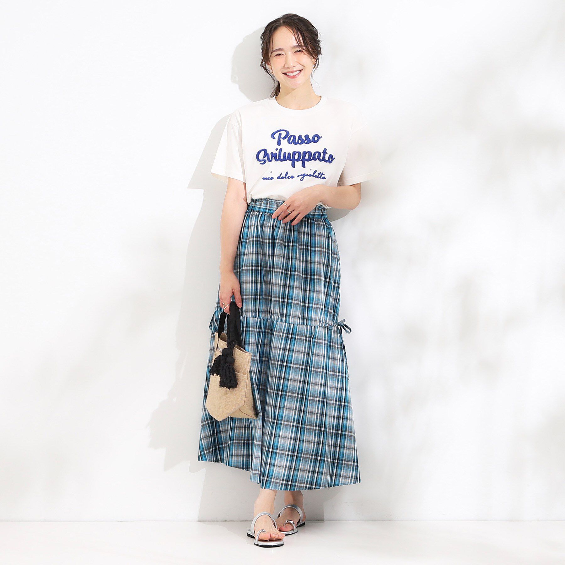 SHOO･LA･RUE「【ひんやり/S-LL】サガラ刺繍ロゴTシャツ」|Tシャツ・カットソー|