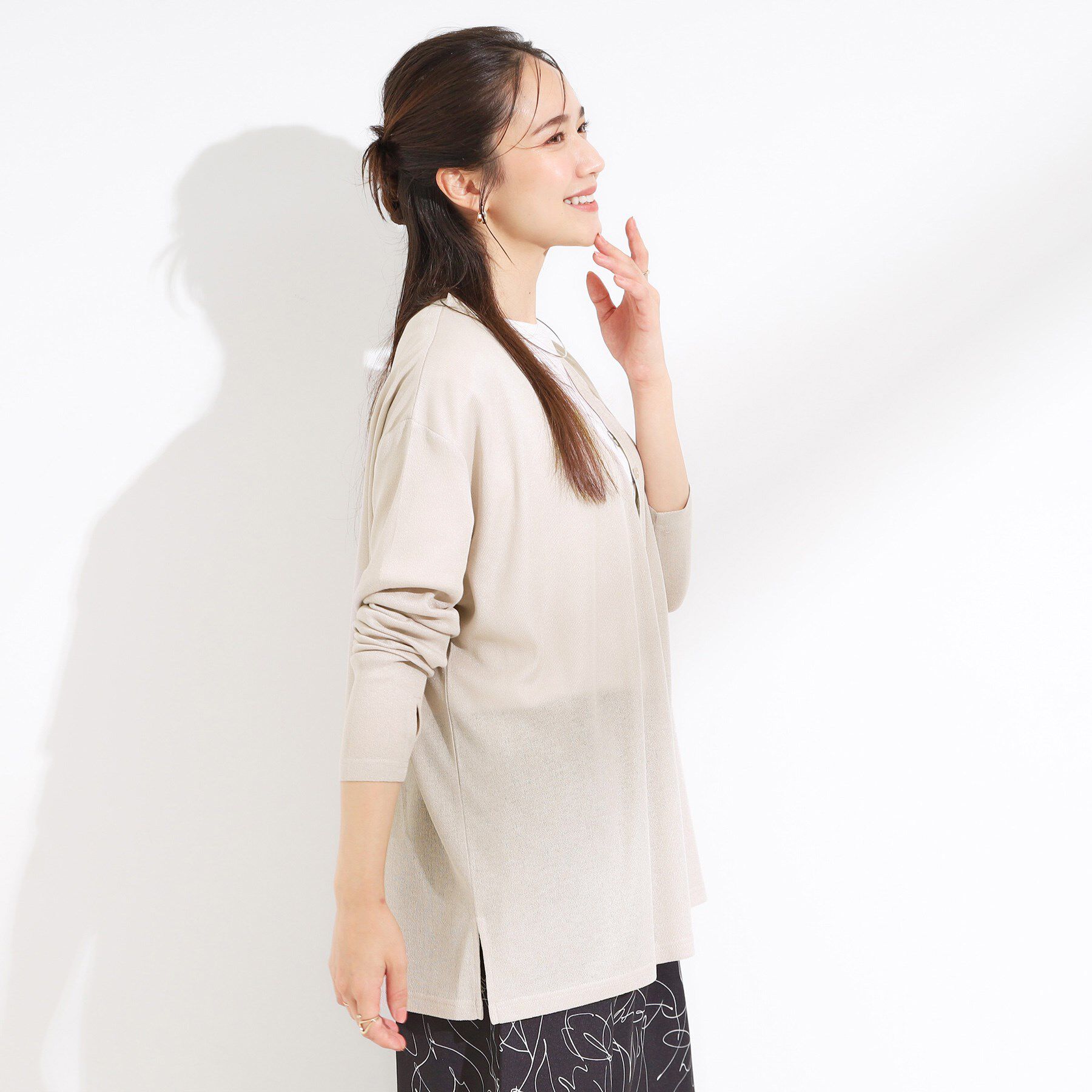 SHOO･LA･RUE「【S-LL/ひんやり/UV】手の甲まで隠れる トッパーカーディガン」|カーディガン|