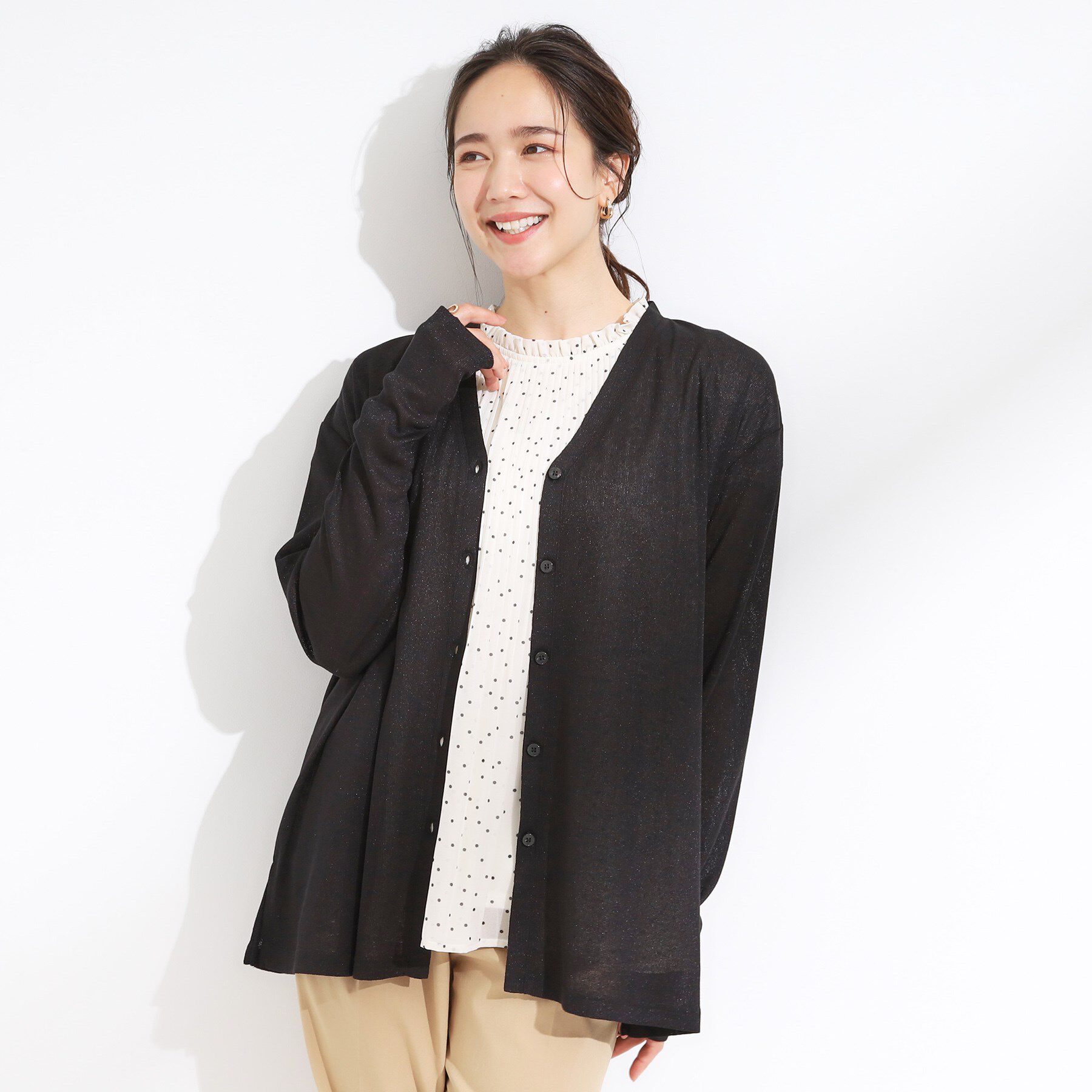 SHOO･LA･RUE「【S-LL/ひんやり/UV】手の甲まで隠れる トッパーカーディガン」|カーディガン|