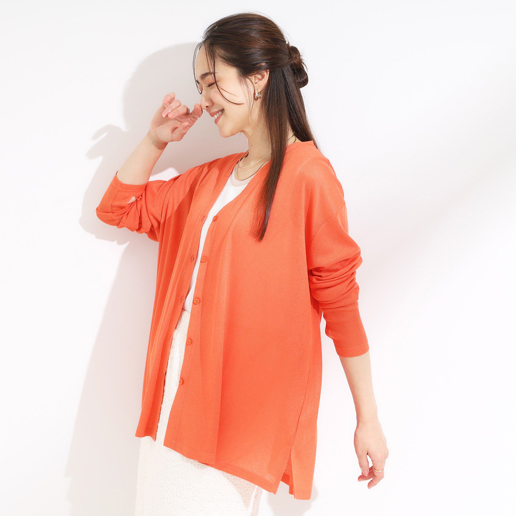 SHOO･LA･RUE「【S-LL/ひんやり/UV】手の甲まで隠れる トッパーカーディガン」|カーディガン|